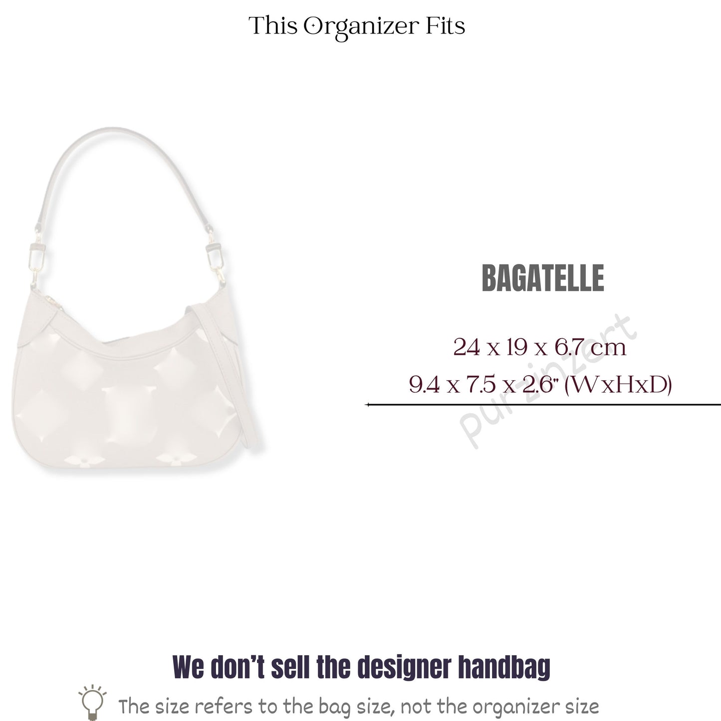 Bag Insert for (LV, Bagatelle) Organizer of Silk Fabric