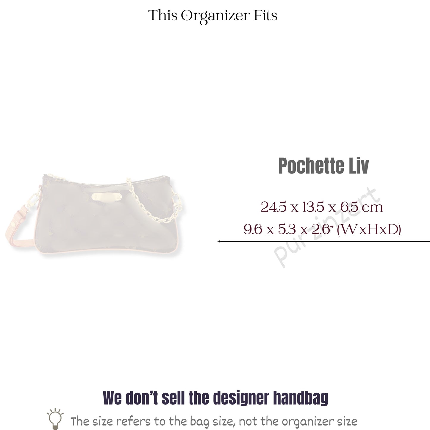 Bag Insert for (LV, Liv Pochette) Organizer of Felt Fabric