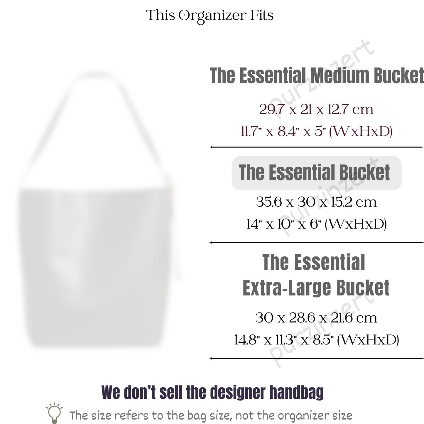 Bag Insert for (Madewell, Essential Bucket Tote) Organizer of Silk Fabric