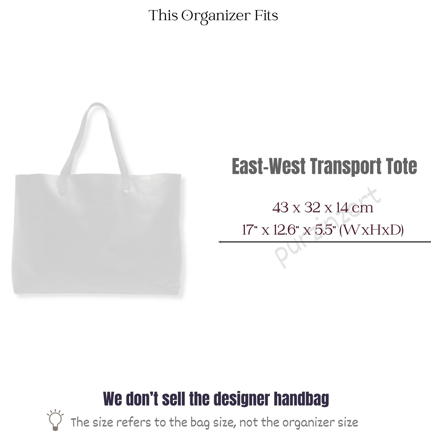 Bag Insert for (Madewell, East-West Transport Tote) Organizer of Felt Fabric