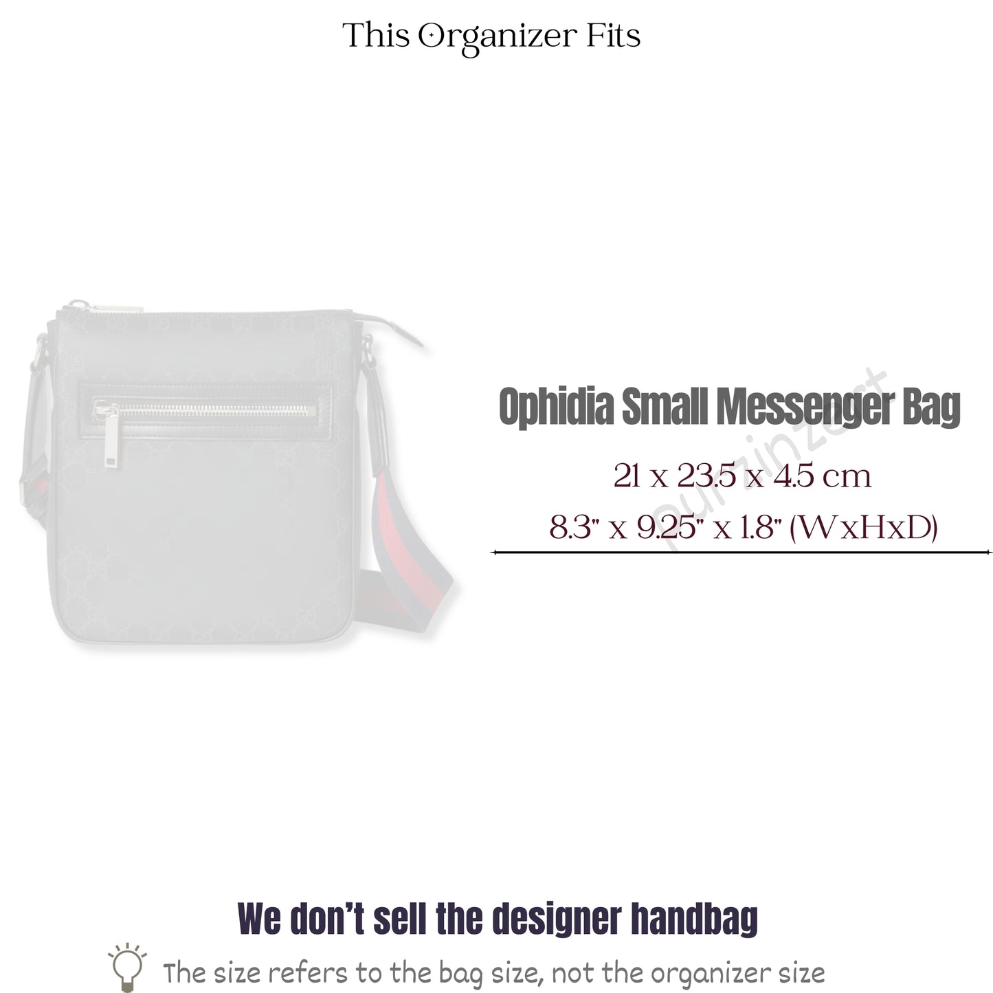 Bag Insert for (Gucci, Ophidia small messenger) Organizer of Felt Fabric