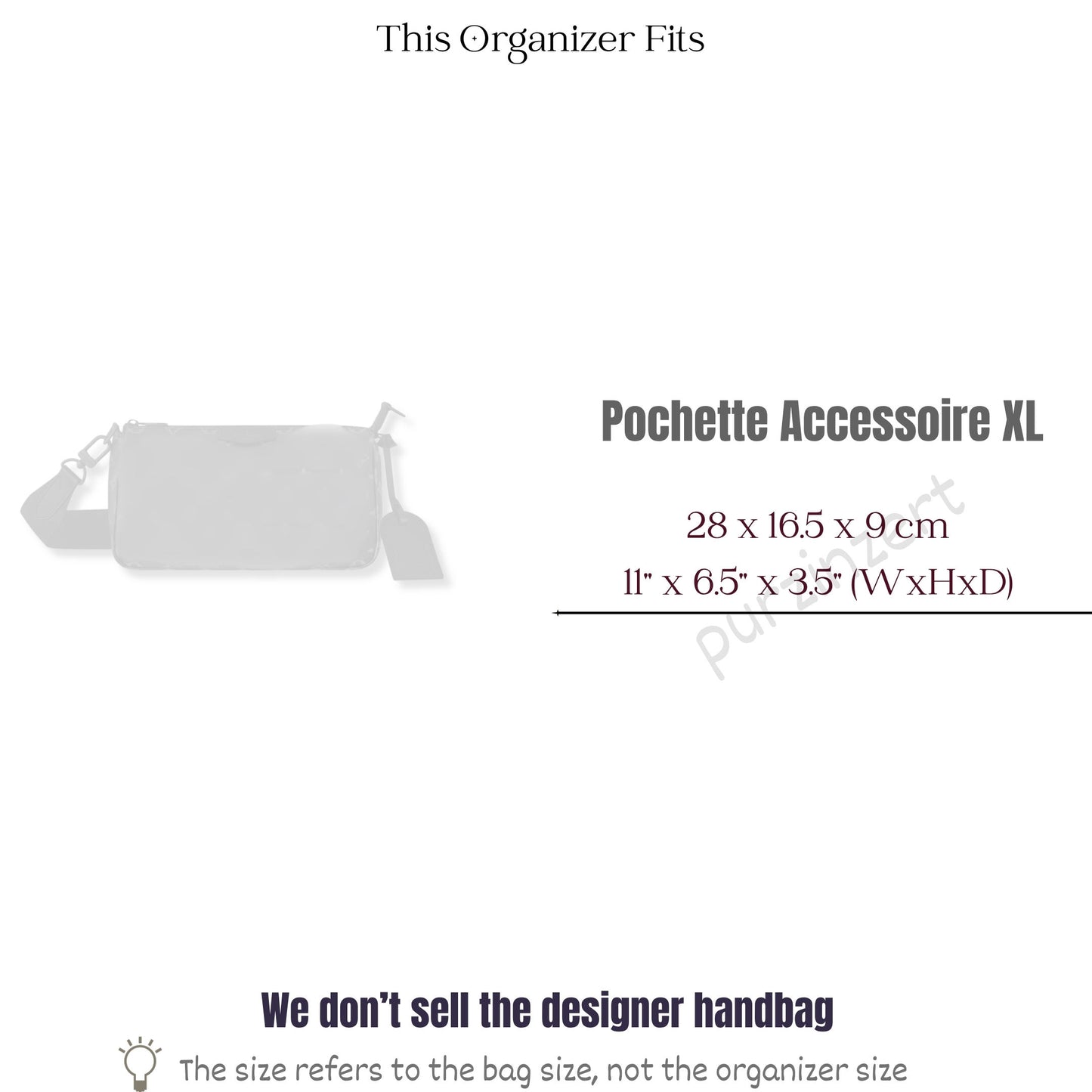 Bag Insert for (LV, Pochette Accessoire XL) Organizer of Silk Fabric