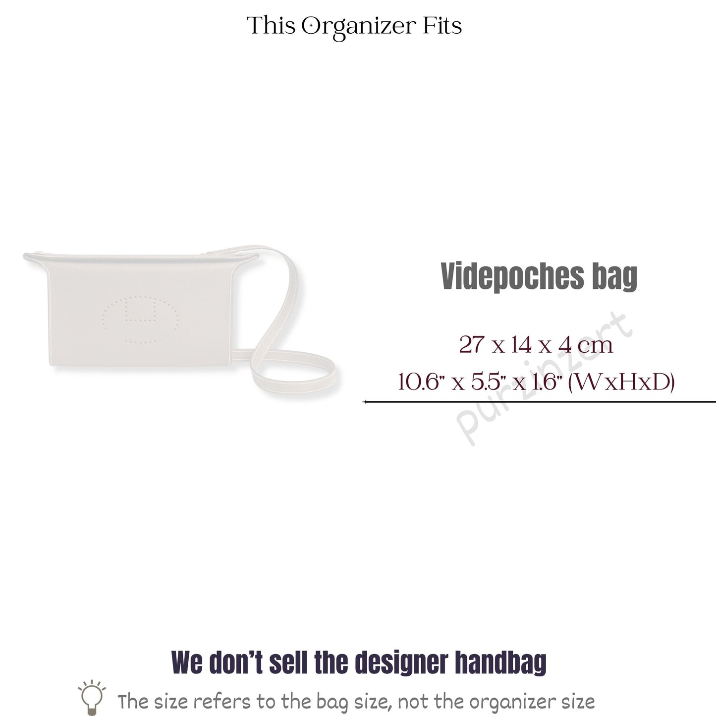 Bag Insert for (Hermes, Videpoches bag) Organizer of Felt Fabric