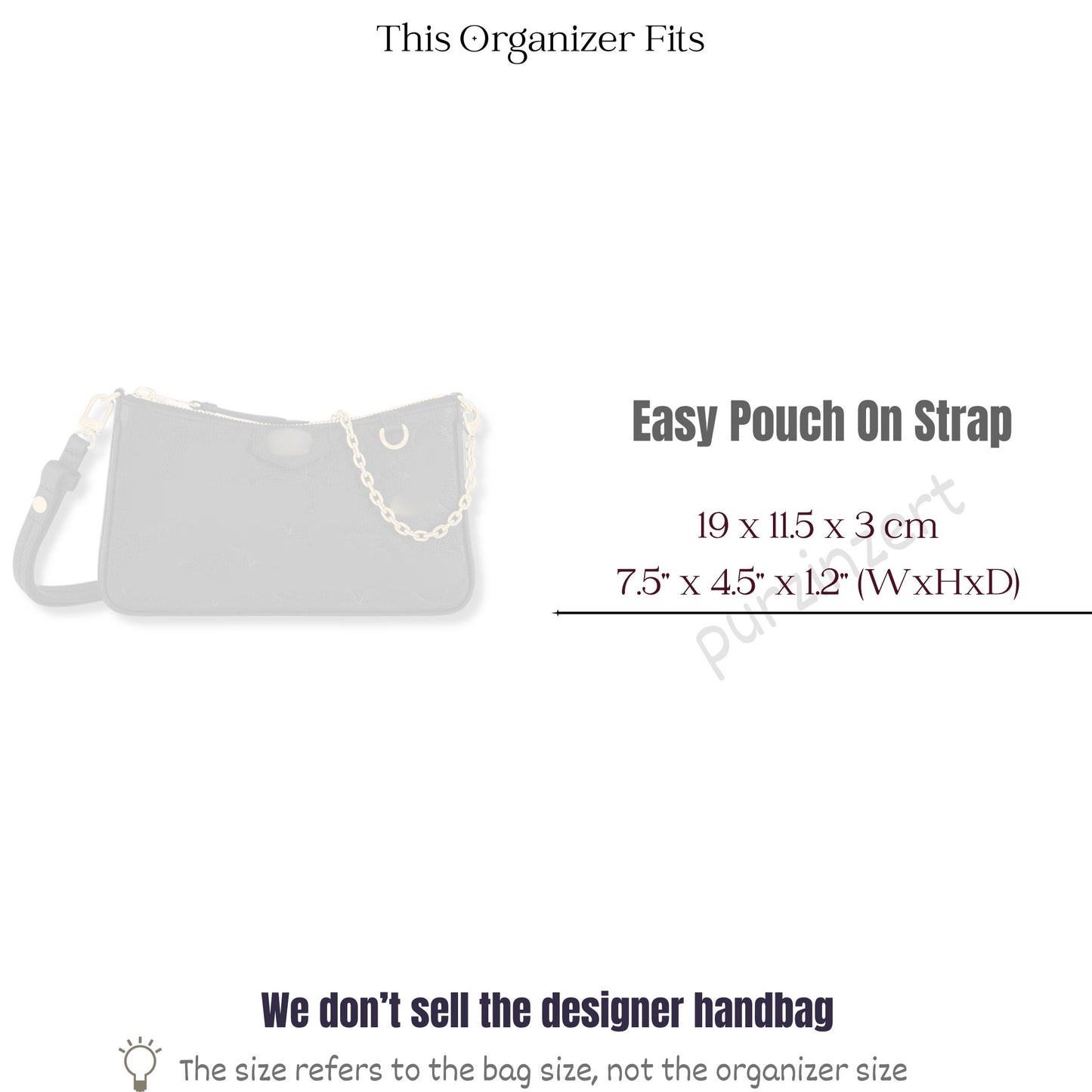 Bag Insert for (LV, Easy Pouch On Strap) Organizer of Felt Fabric
