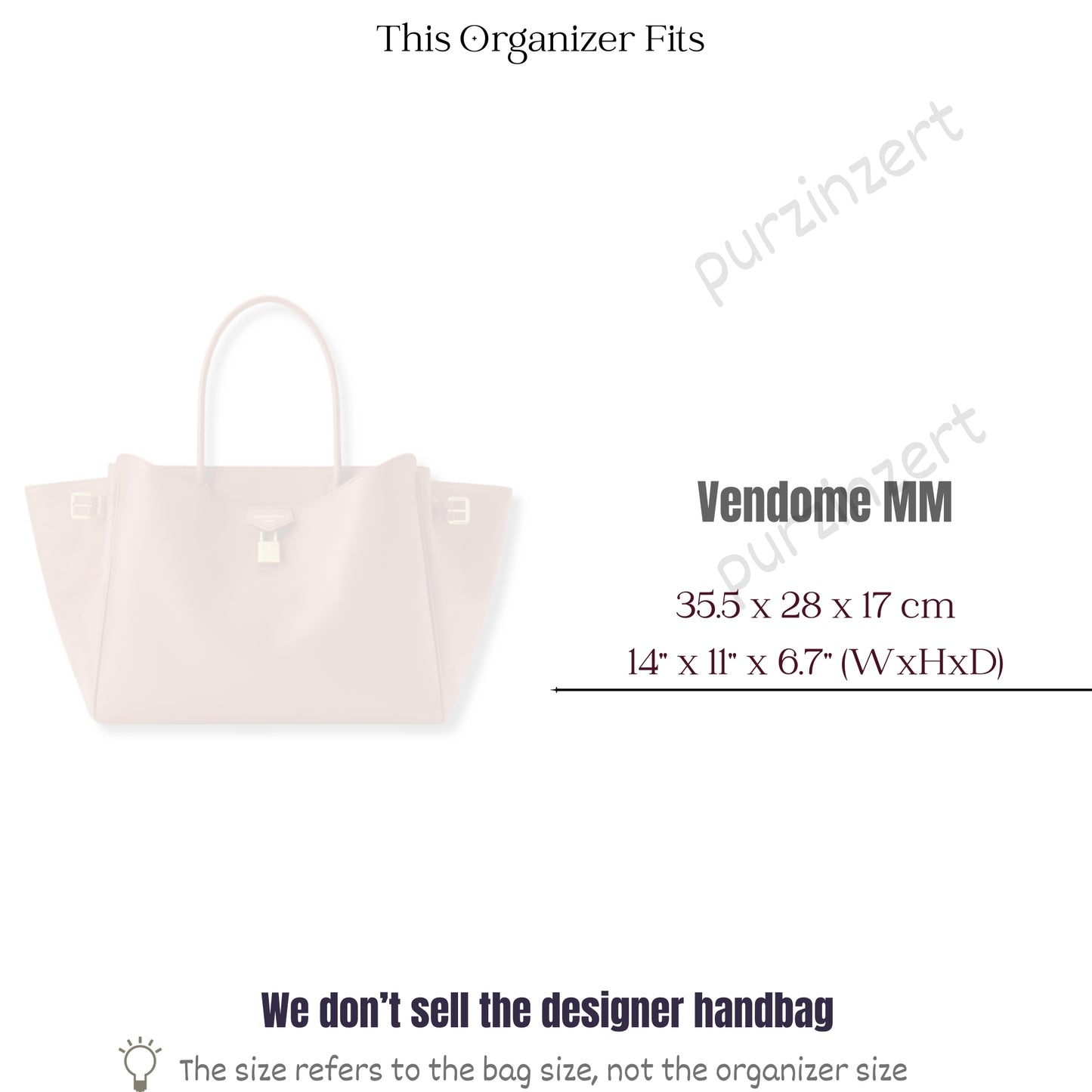 Bag Insert for (LV, Vendome MM) Organizer of Silk Fabric