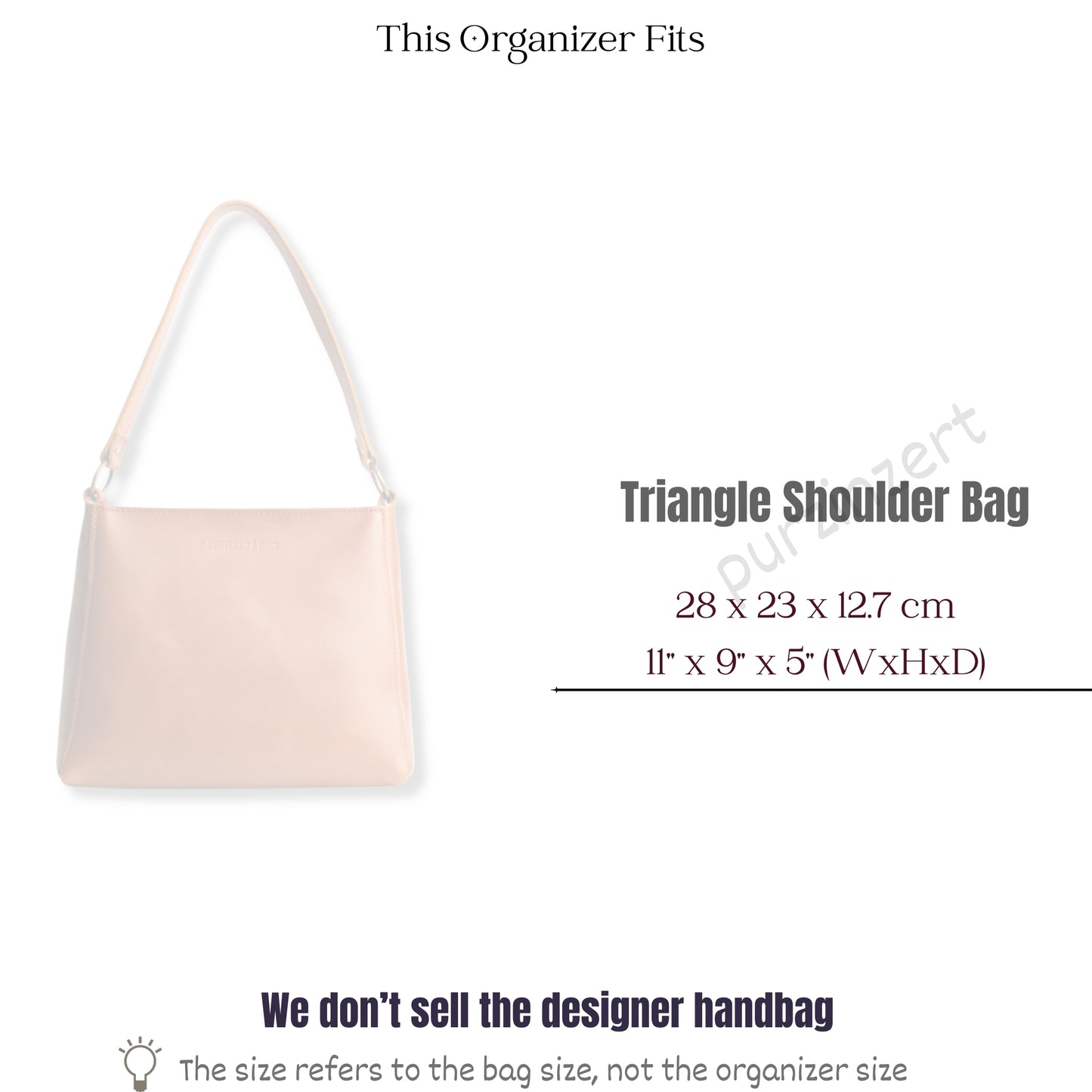 Bag Insert for (Portland Leather Goods, Triangle Shoulder Bag) Organizer of Silk Fabric