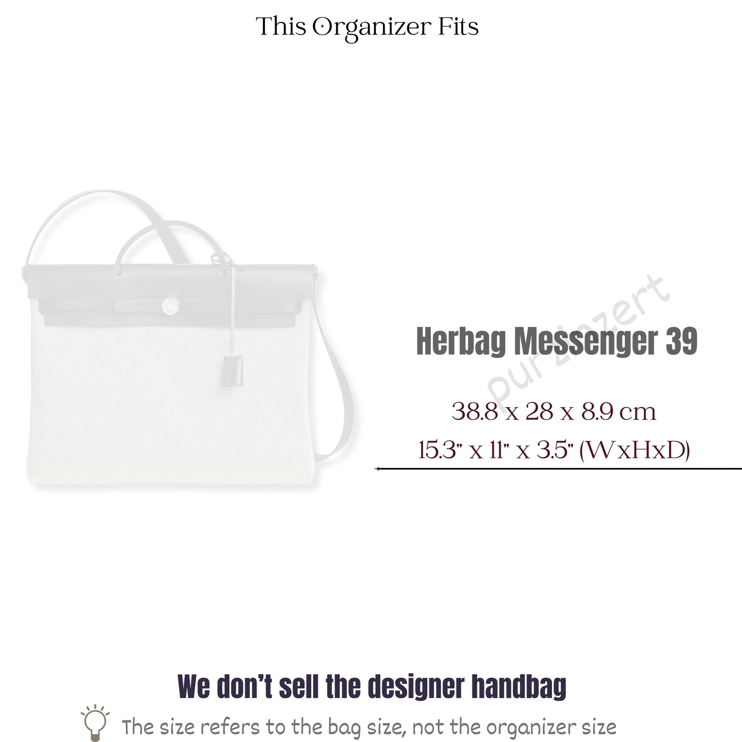 Bag Insert for (Hermes, Herbag Messenger 39) Organizer of Silk Fabric