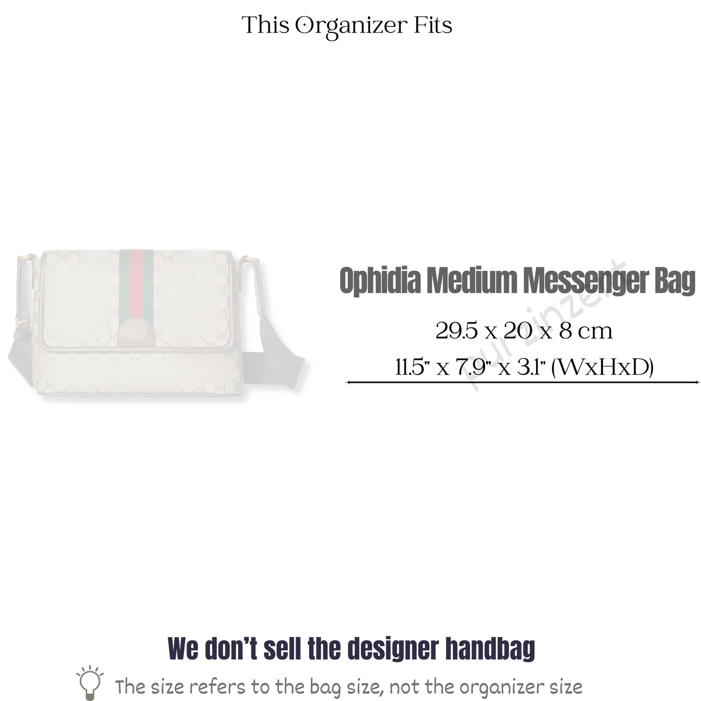 Bag Insert for (Gucci, Medium messenger bag) Organizer of Silk Fabric