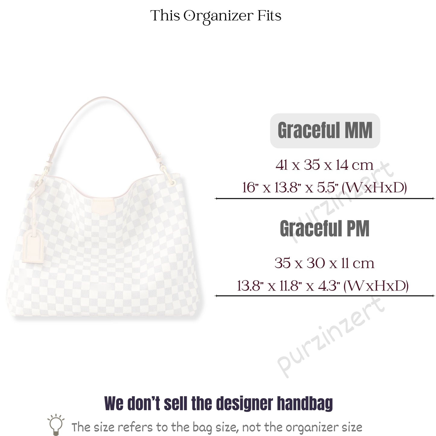 Bag Insert for (LV, Graceful MM (Medium)) Organizer of Silk Fabric