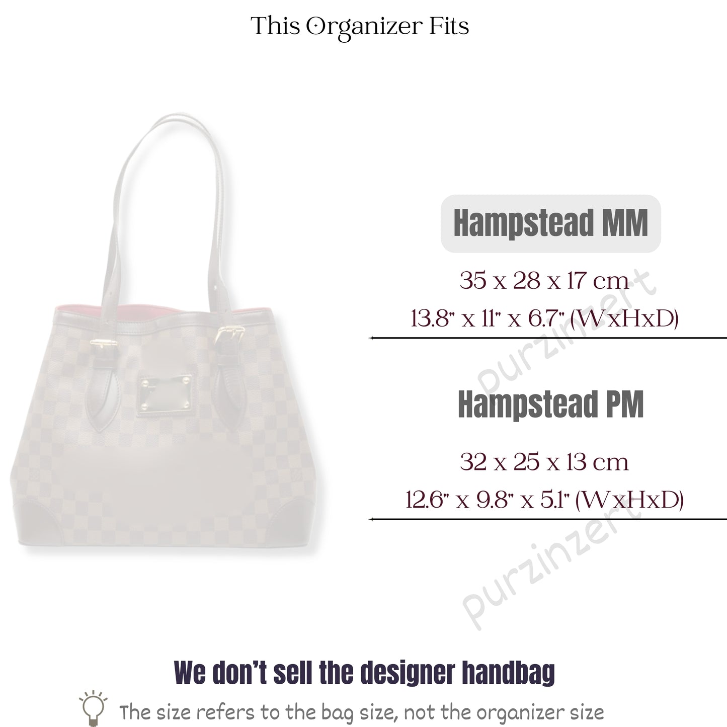 Bag Insert for (LV, Hampstead MM) Organizer of Silk Fabric