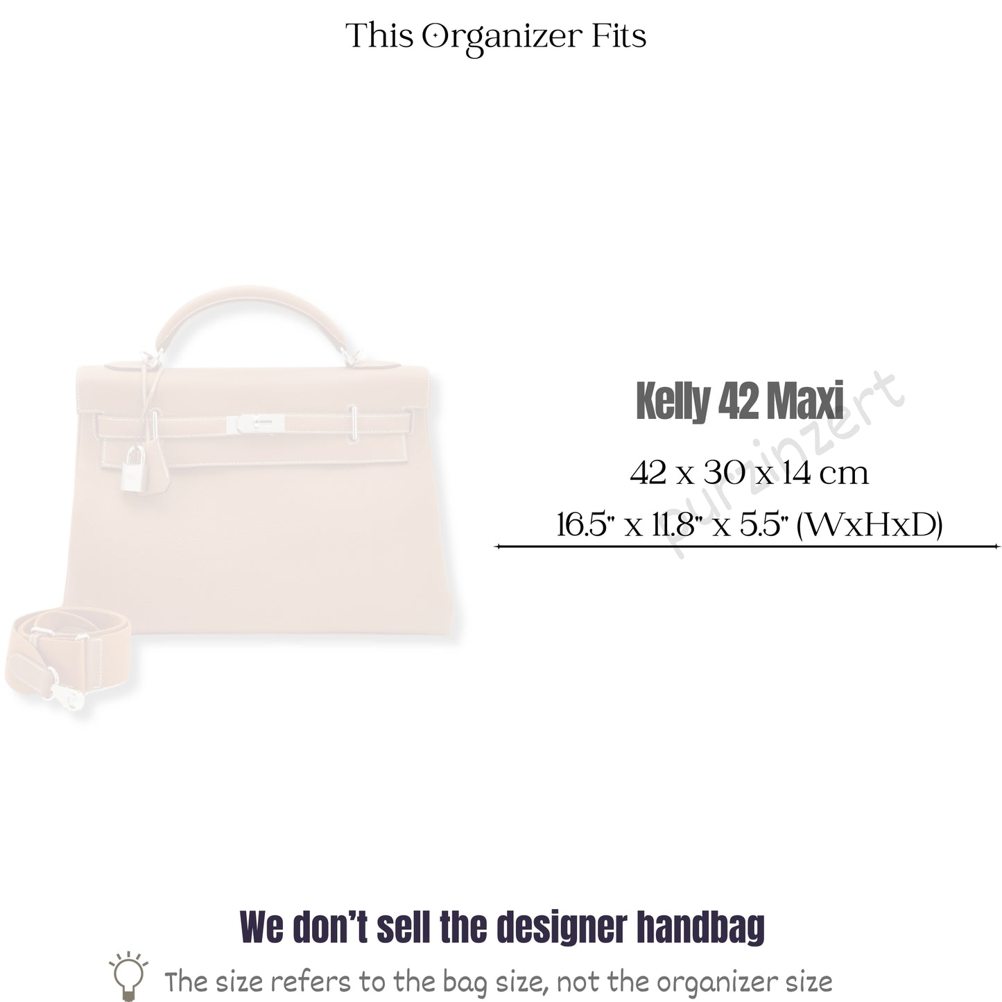 Bag Insert for (Hermes, Kelly 42 Maxi) Organizer of Silk Fabric