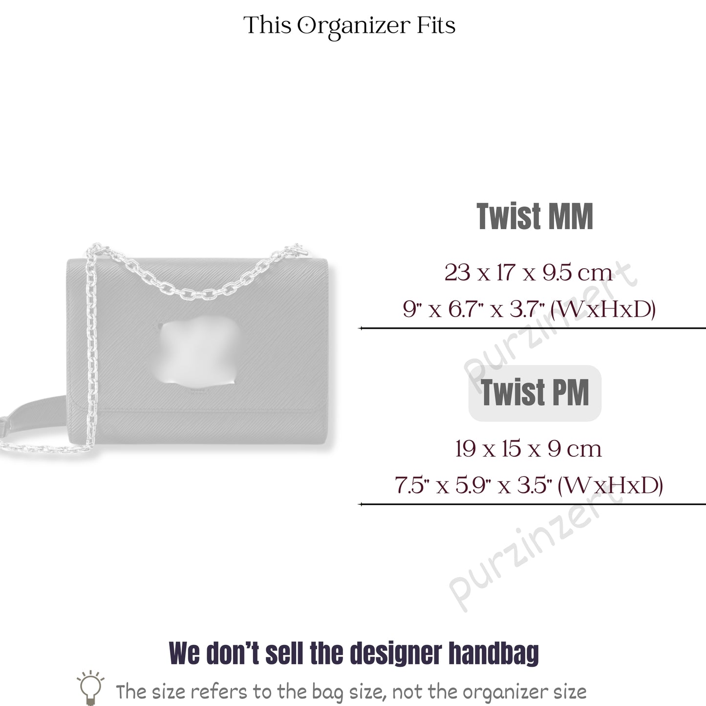 Bag Insert for (LV, Twist PM (Small)) Organizer of Felt Fabric