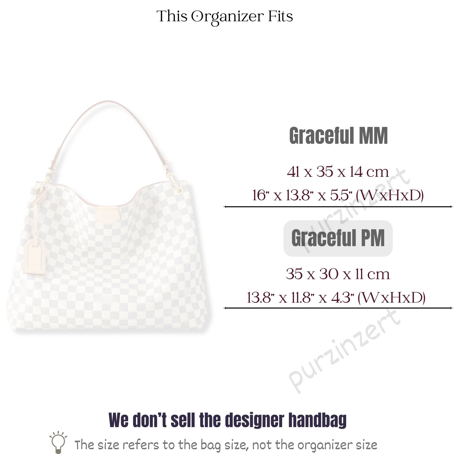 Bag Insert for (LV, Graceful PM (Small)) Organizer of Silk Fabric