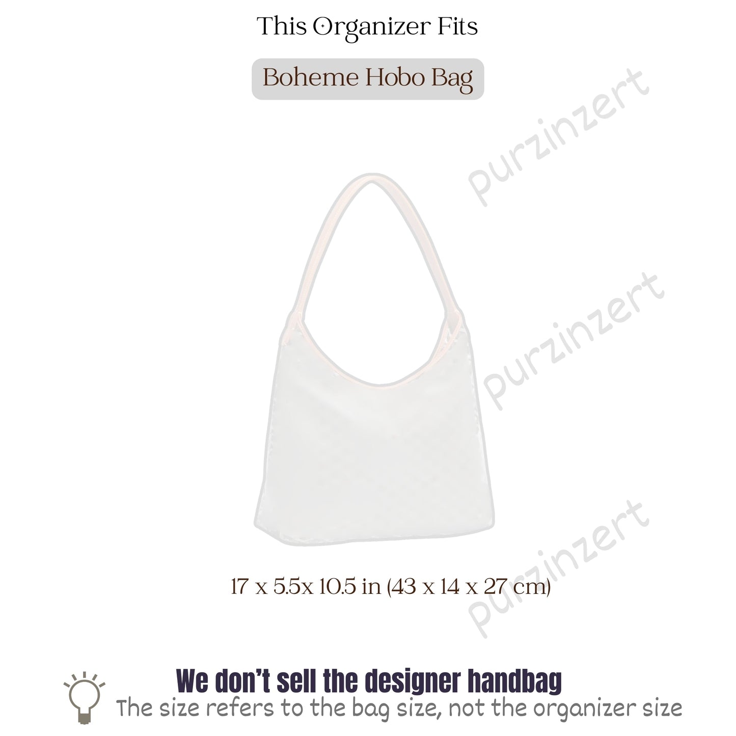 Bag Insert for (Goyard, Boheme Hobo Bag) Organizer of Silk Fabric