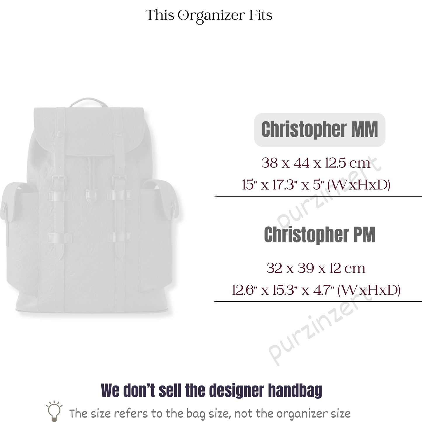 Bag Insert for (LV, Christopher MM) Organizer of Silk Fabric