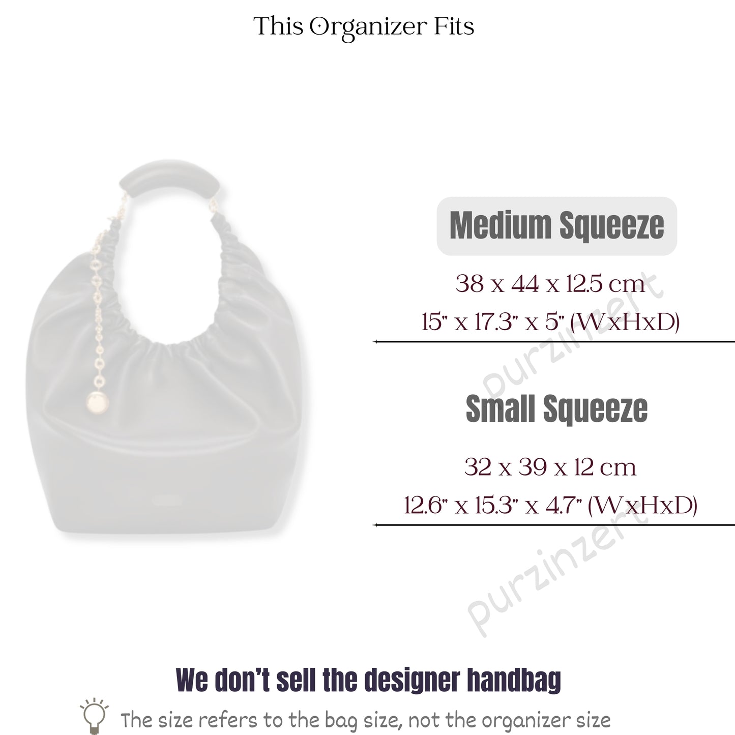 Bag Insert for (Loewe, Medium Squeeze bag) Organizer of Silk Fabric