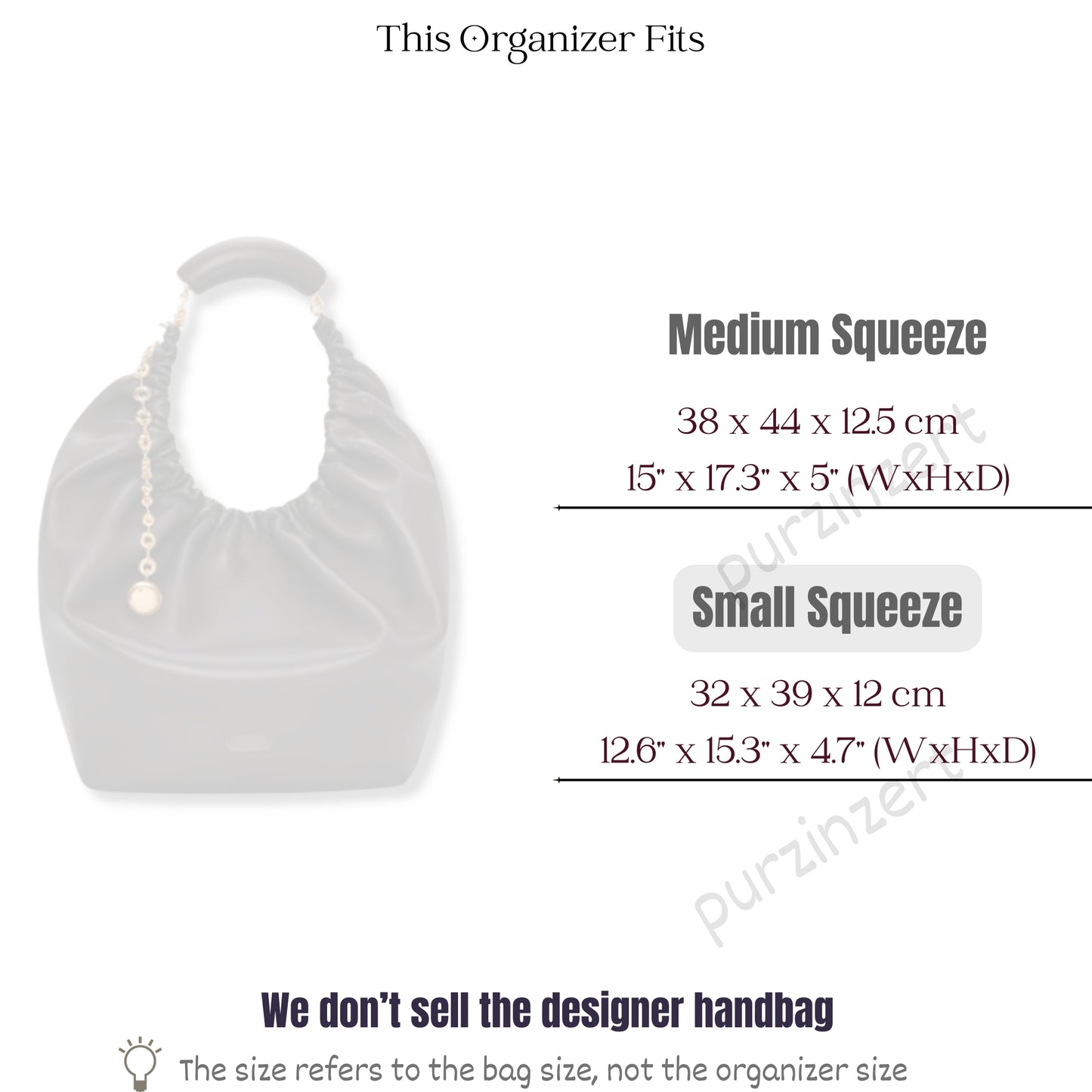 Bag Insert for (Loewe, Small Squeeze bag) Organizer of Silk Fabric