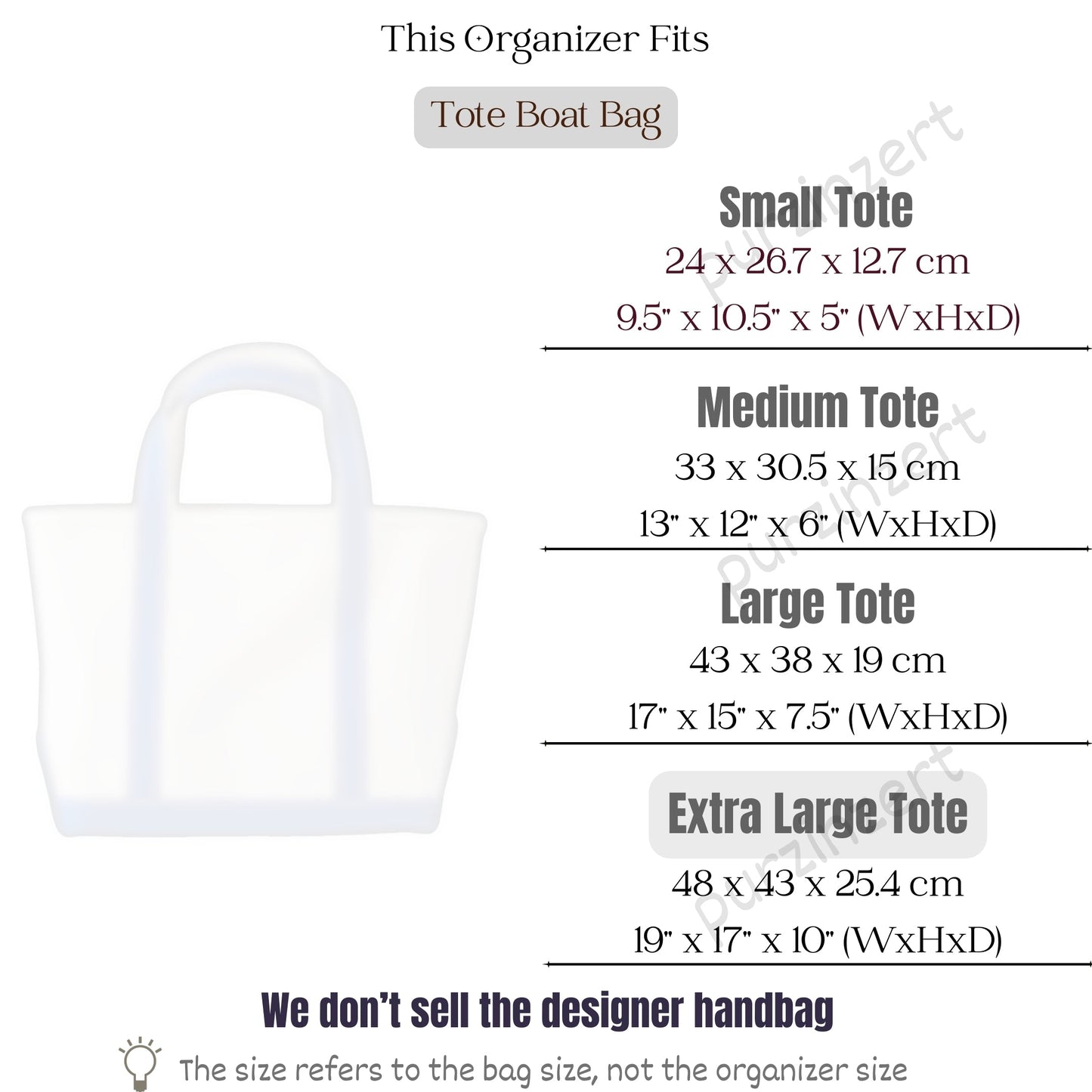 Bag Insert for (L.L.Bean, Tote Boat - Extra Large) Organizer of Nylon Fabric