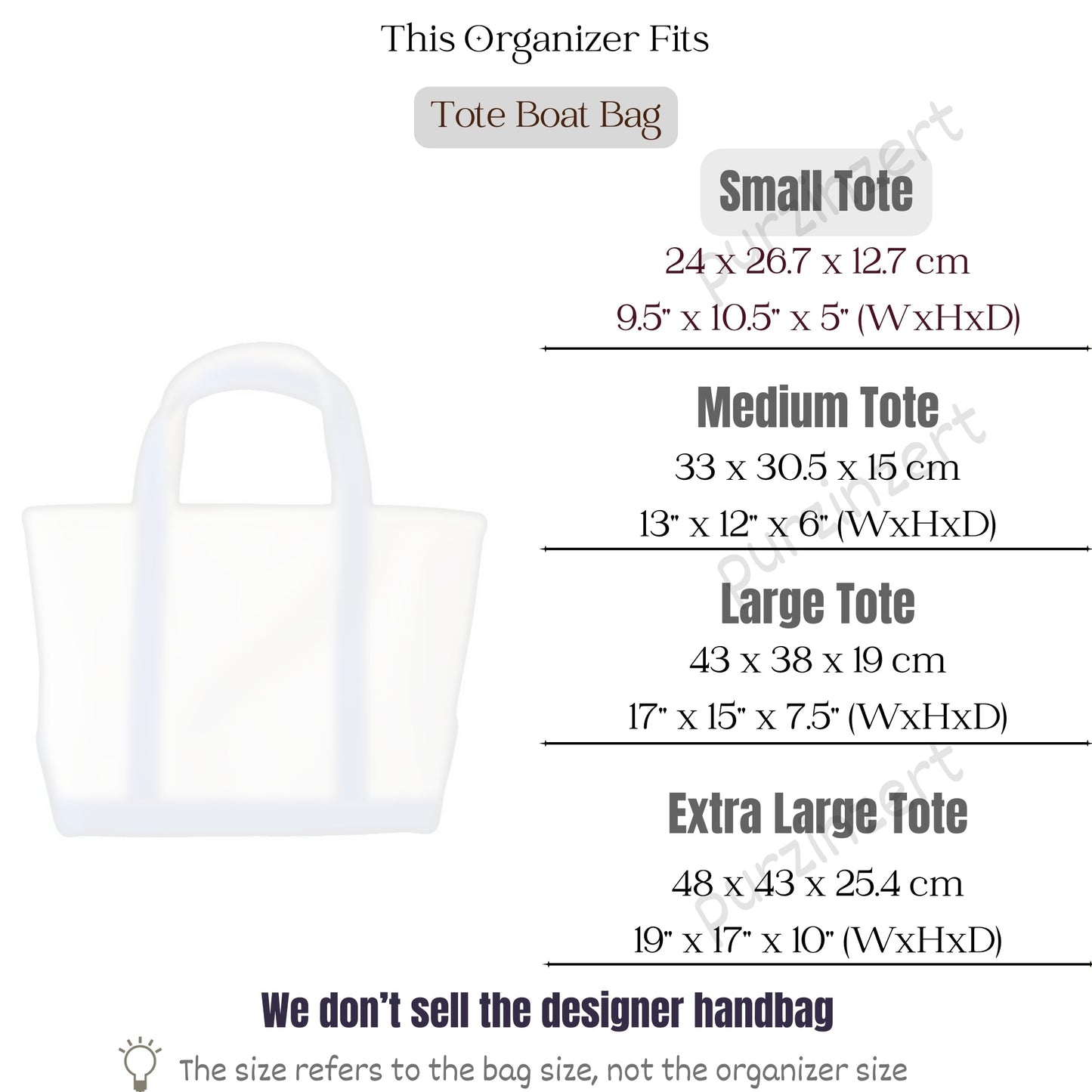 Bag Insert for (L.L.Bean, Tote Boat - Small) Organizer of Nylon Fabric