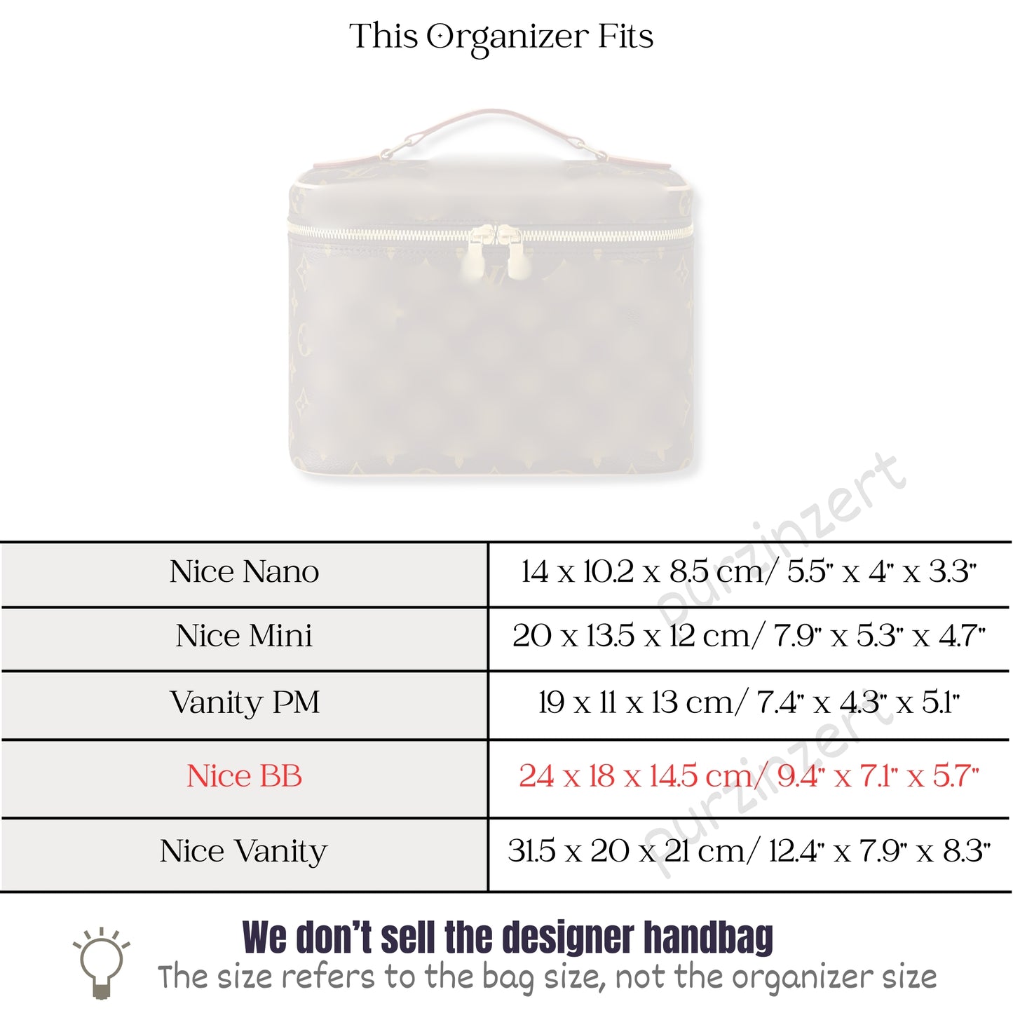 Bag Insert for (LV, Nice BB) Organizer of Nylon Fabric