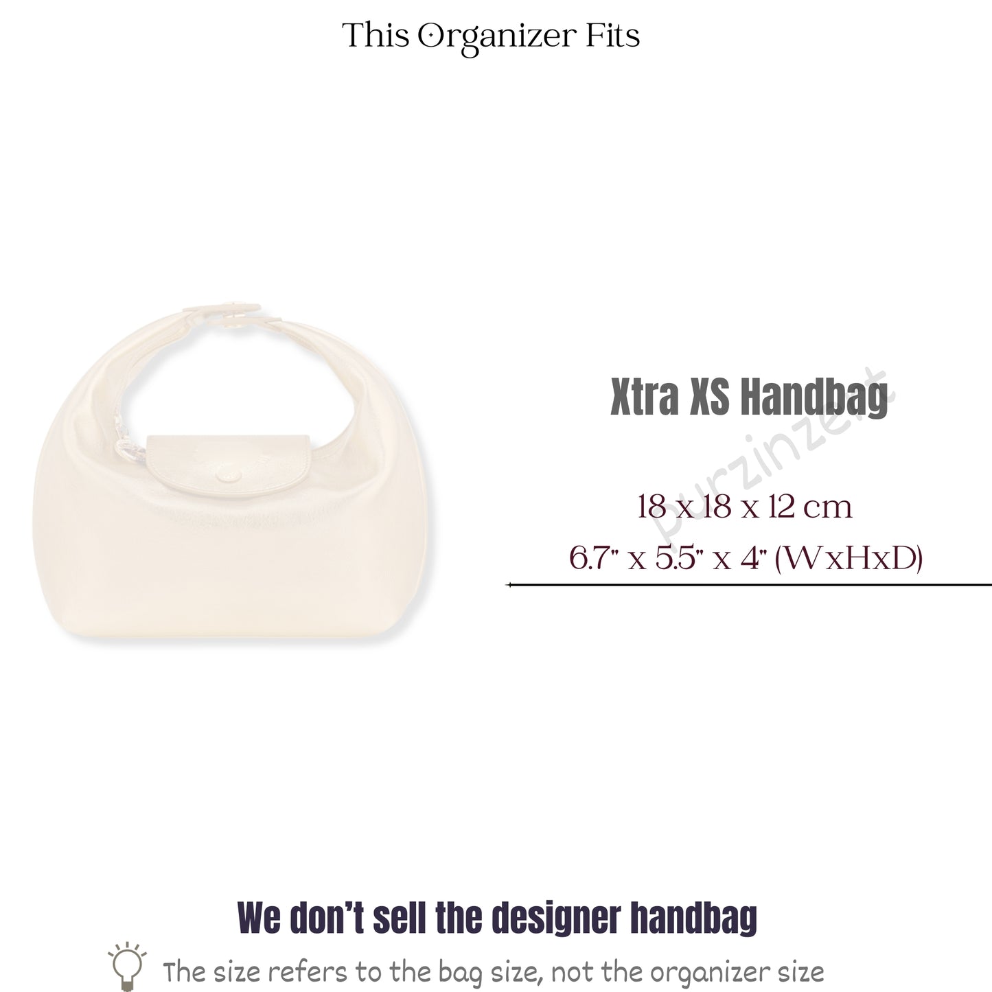 Bag Insert for (Longchamp, Le Pliage Xtra XS Handbag) Organizer of Felt Fabric