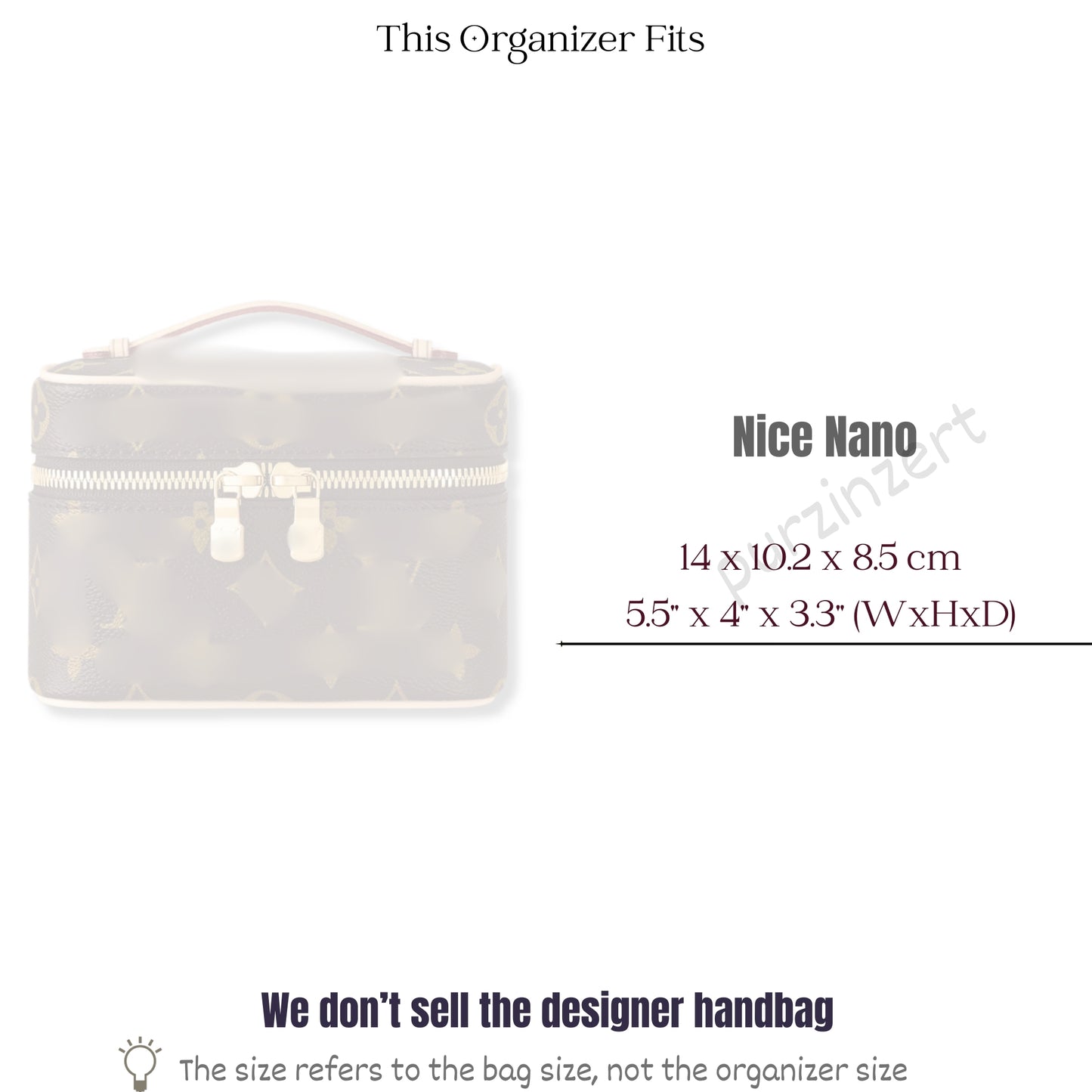 Bag Insert for (LV, Nice Nano) Organizer of Felt Fabric