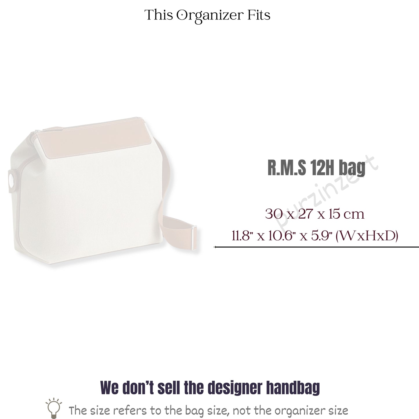 Bag Insert for (Hermes, R.M.S 12H bag) Organizer of Silk Fabric
