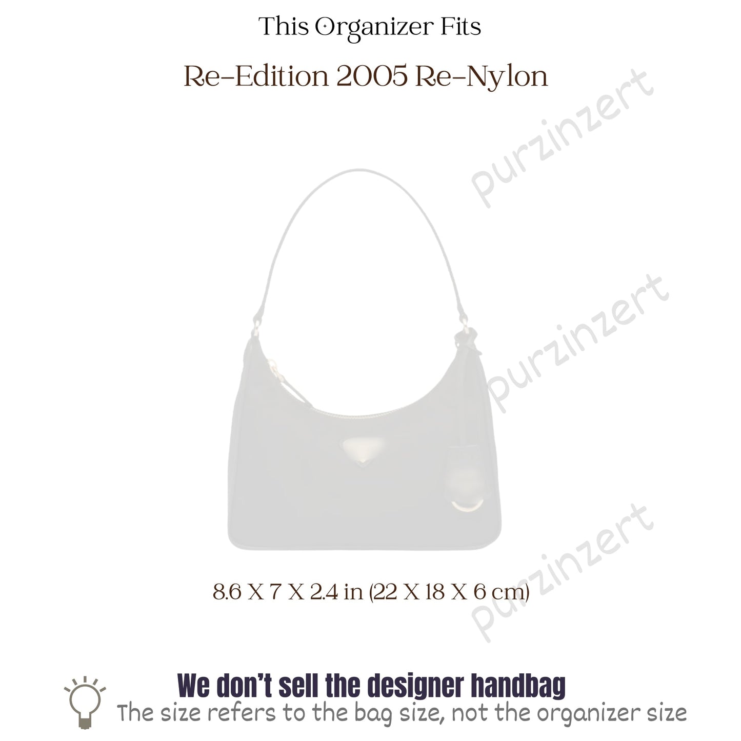 Bag Insert for (Prada, Re-Edition 2005 Re-Nylon) Organizer of Silk Fabric