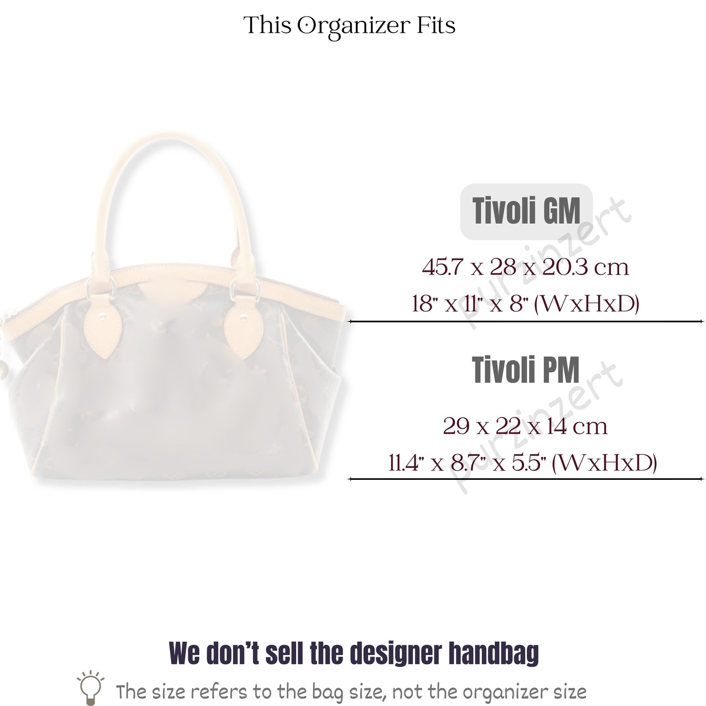 Bag Insert for (LV, Tivoli GM (Large)) Organizer of Felt Fabric