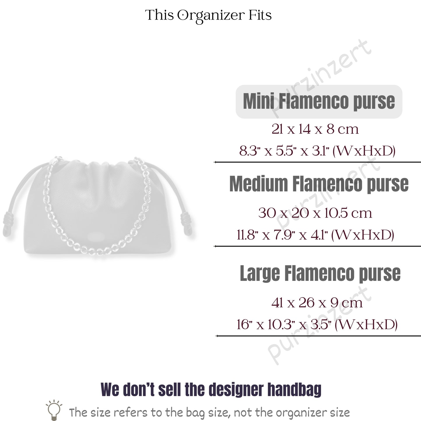 Bag Insert for (Loewe, Mini Flamenco Purse) Organizer of Silk Fabric