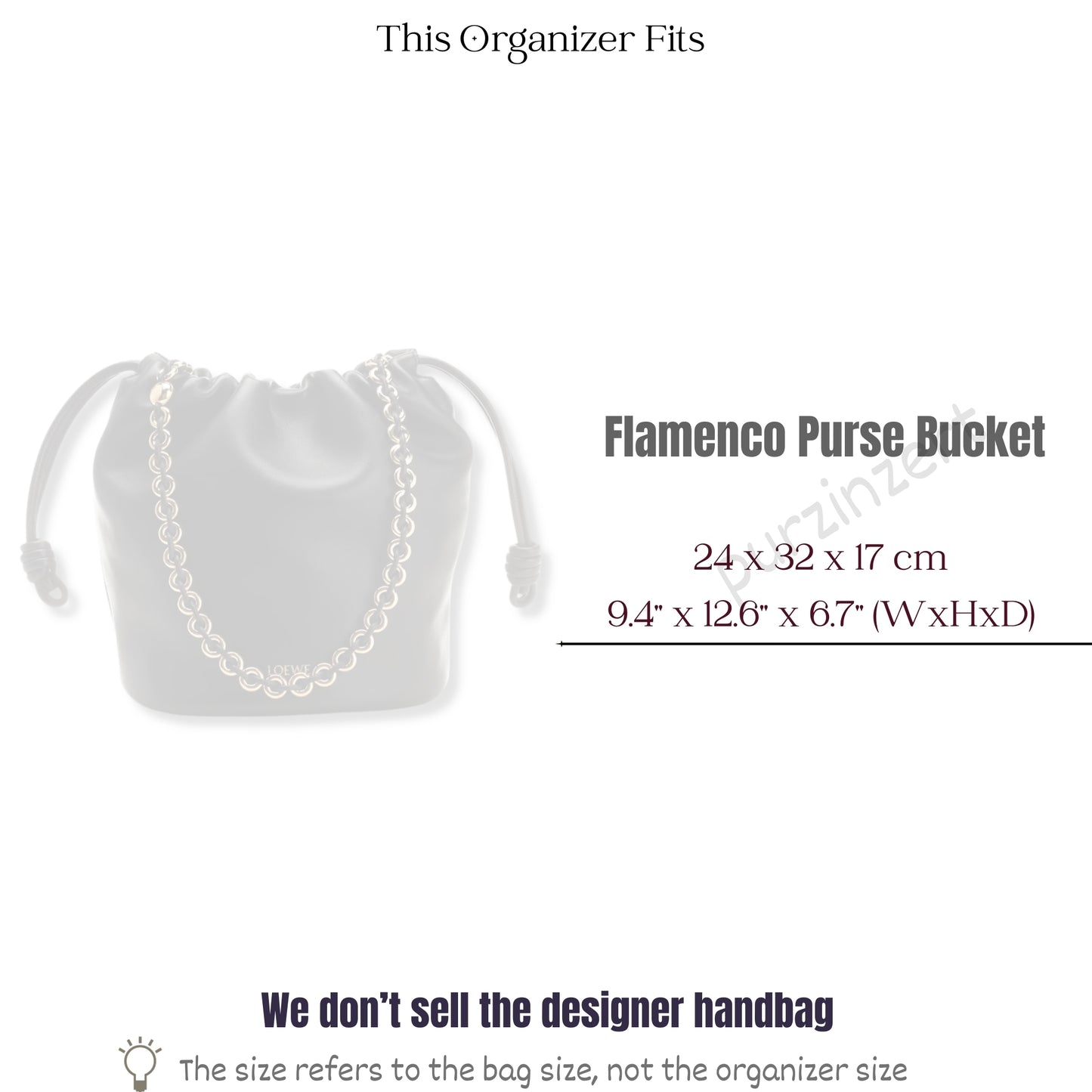 Bag Insert for (Loewe, Flamenco Purse Bucket) Organizer of Silk Fabric