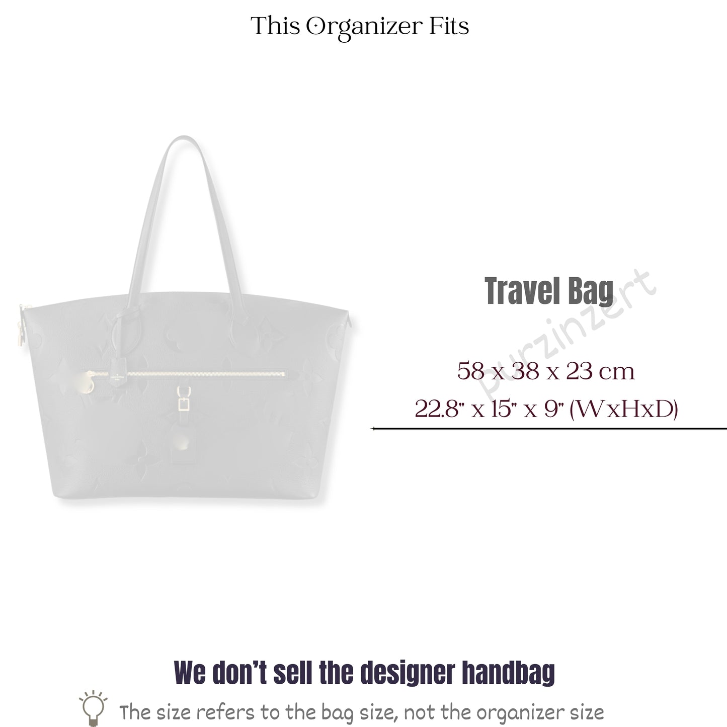 Bag Insert for (LV, Travel Bag M46357) Organizer of Nylon Fabric