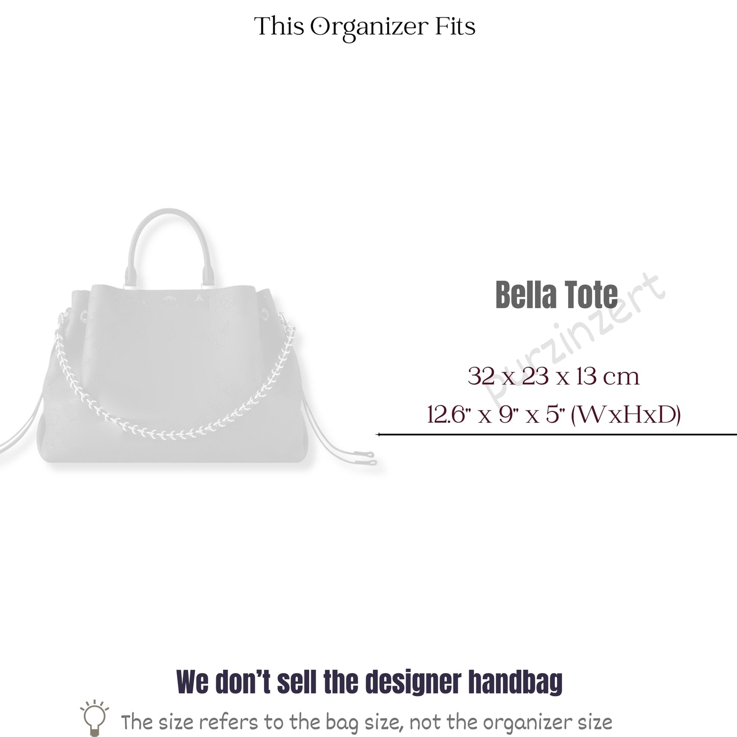 Bag Insert for (LV, Bella Tote Mahina) Organizer of Felt Fabric