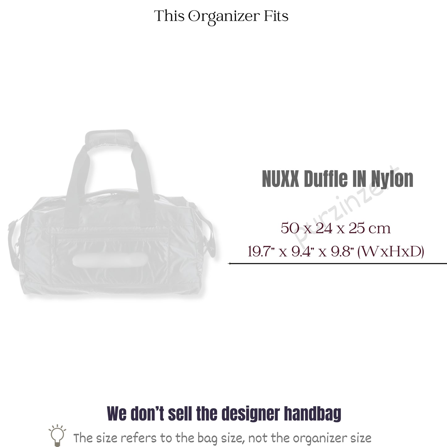 Bag Insert for (Saint Laurent (YSL), NUXX Duffle IN Nylon) Organizer of Felt Fabric
