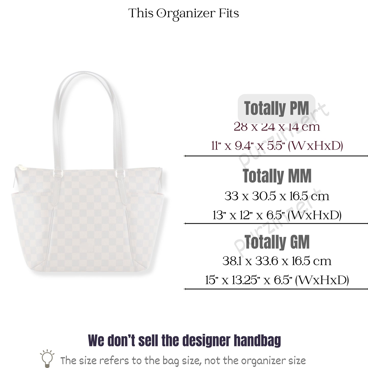 Bag Insert for (LV, Totally PM (Small)) Organizer of Felt Fabric