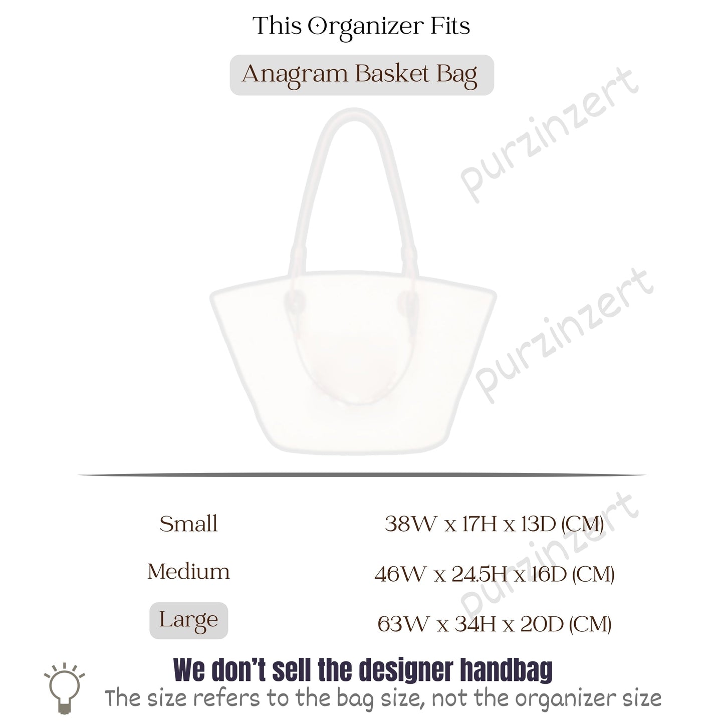 Bag Insert for (Loewe, Large Anagram Basket bag in iraca palm and calfskin) Organizer of Felt Fabric