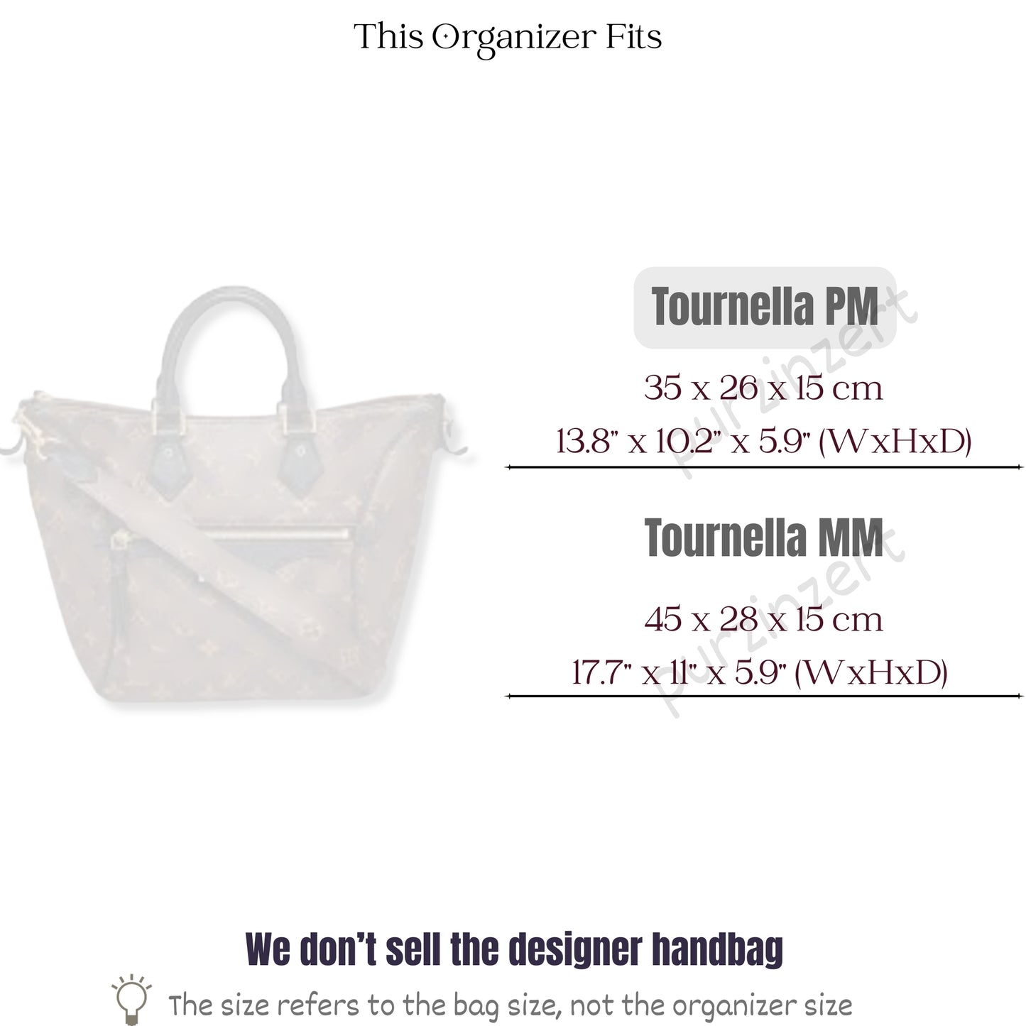 Bag Insert for (LV, Tournella PM (Small)) Organizer of Felt Fabric