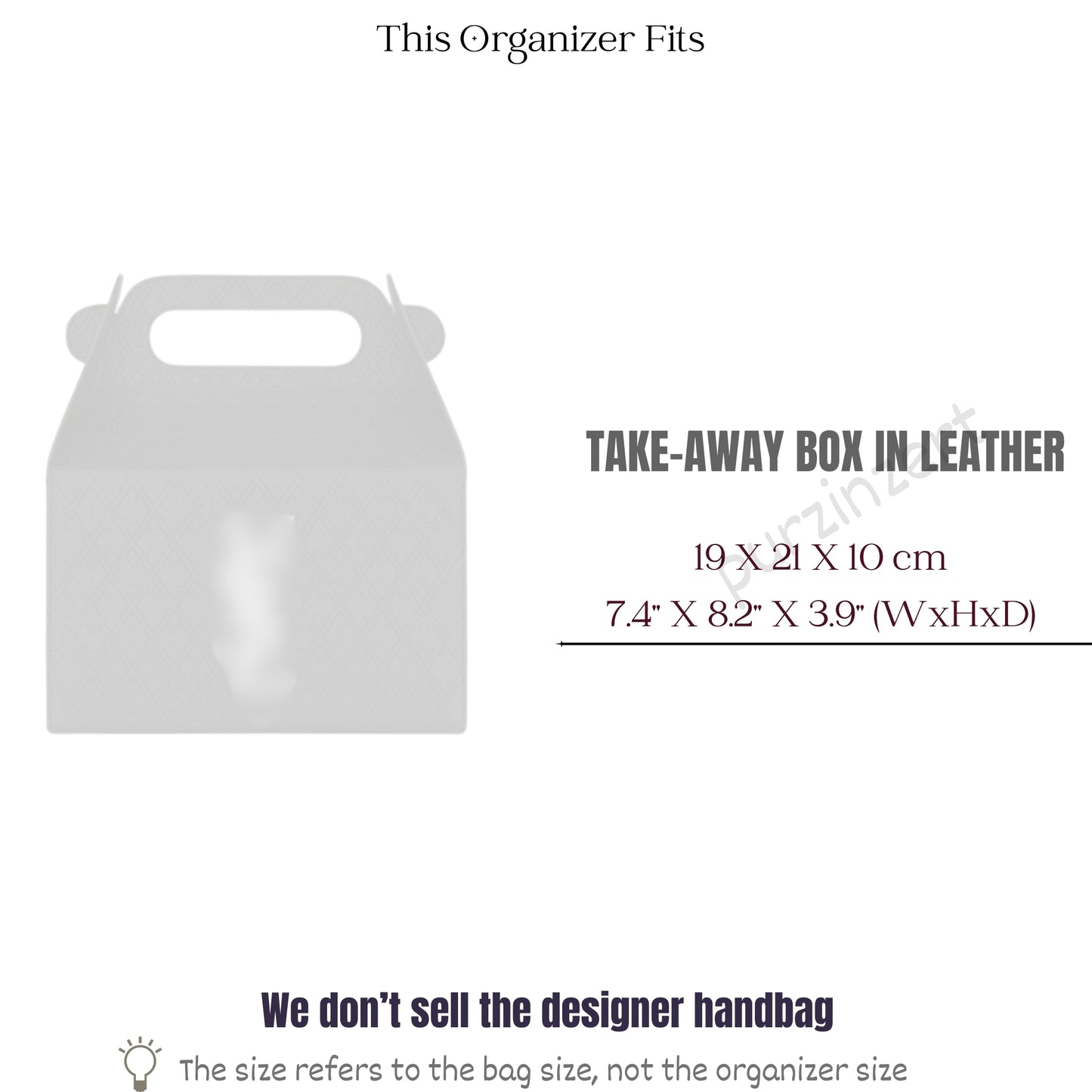 Bag Insert for (Saint Laurent (YSL), TAKE-AWAY BOX IN LEATHER) Organizer of Silk Fabric