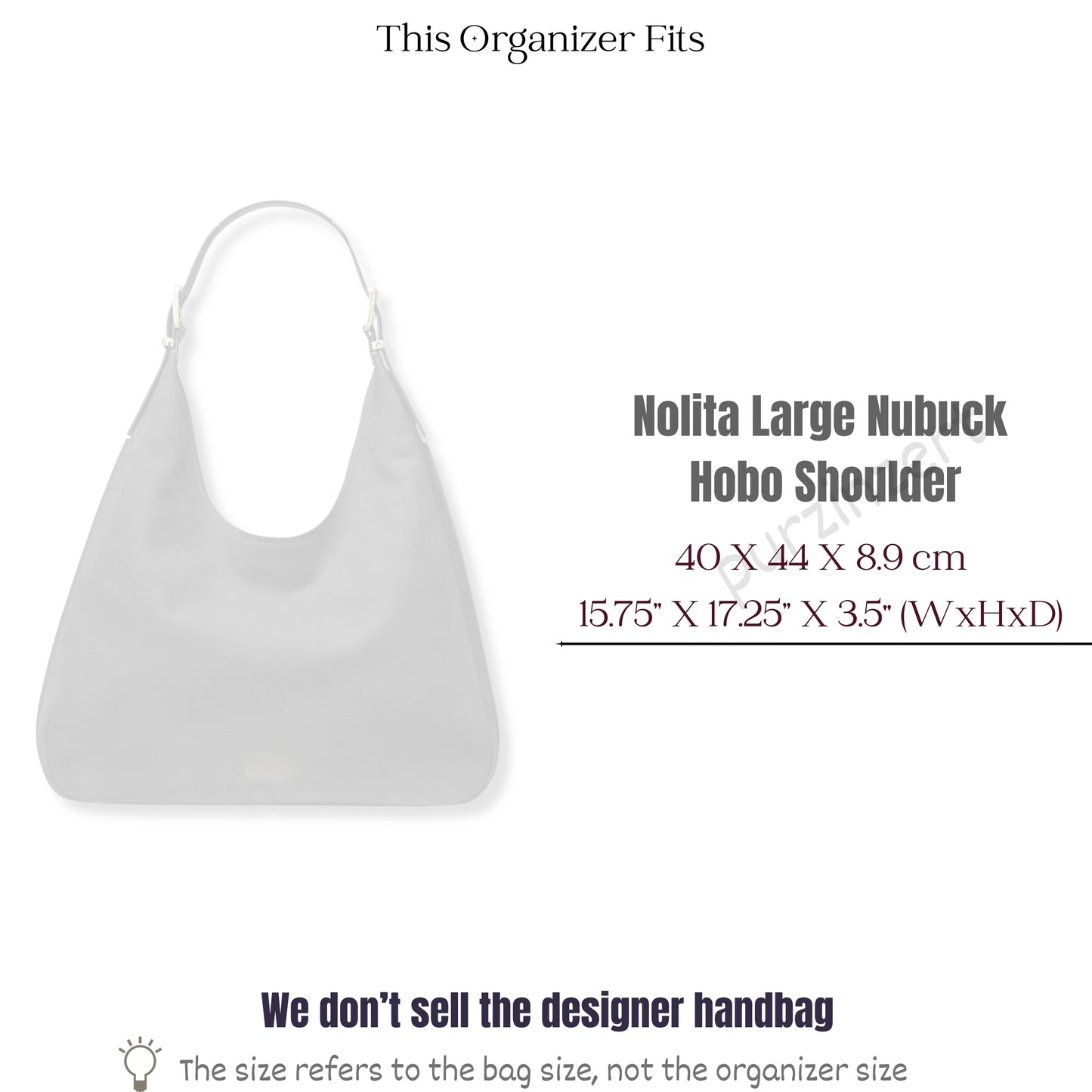 Bag Insert for (Michael Kors, Nolita Large Nubuck Hobo Shoulder) Organizer of Silk Fabric