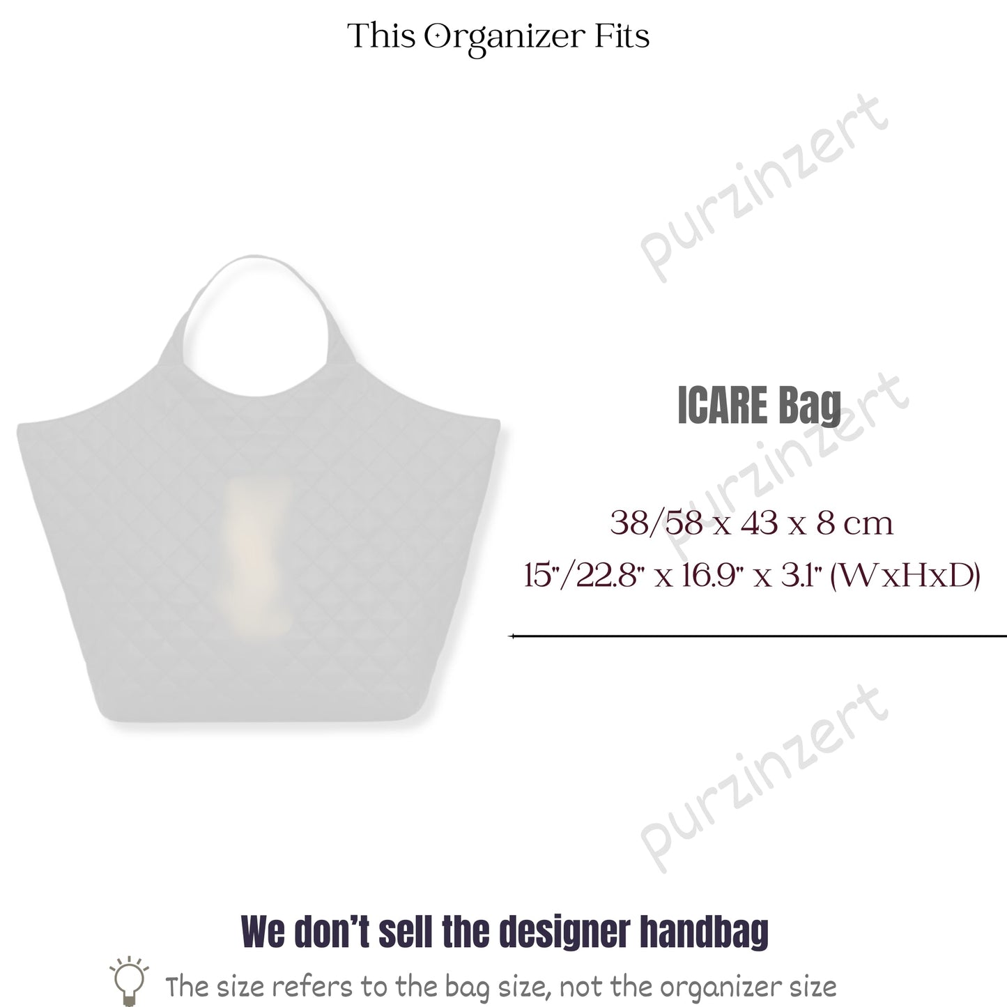 Bag Insert for (Saint Laurent (YSL), ICARE maxi shopping bag in quilted lambskin) Organizer of Nylon Fabric