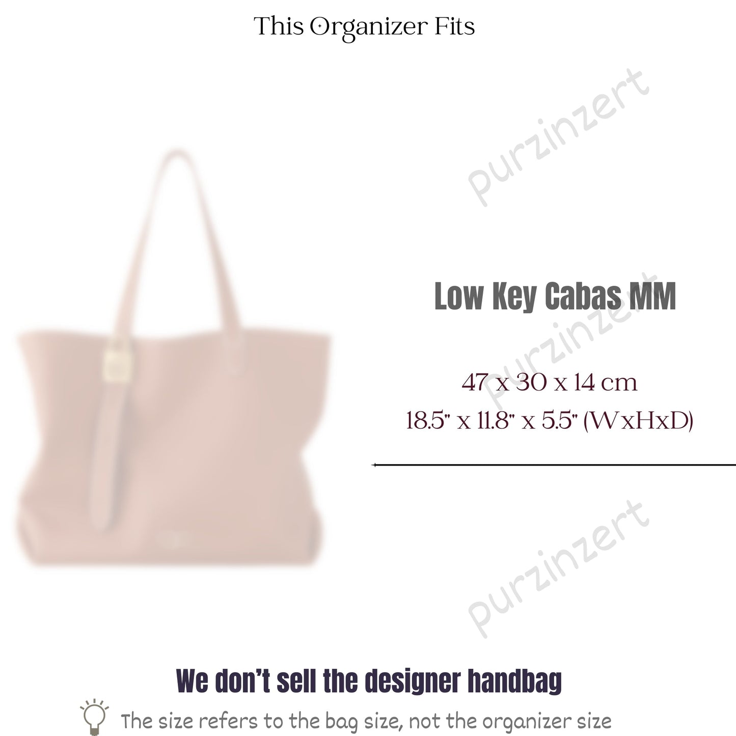Bag Insert for (LV, Low Key Cabas MM) Organizer of Felt Fabric