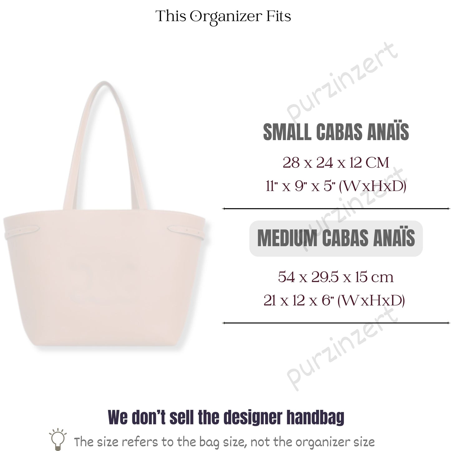 Bag Insert for (Celine, MEDIUM CABAS ANAIS CUIR TRIOMPHE in Grained calfskin) Organizer of Felt Fabric