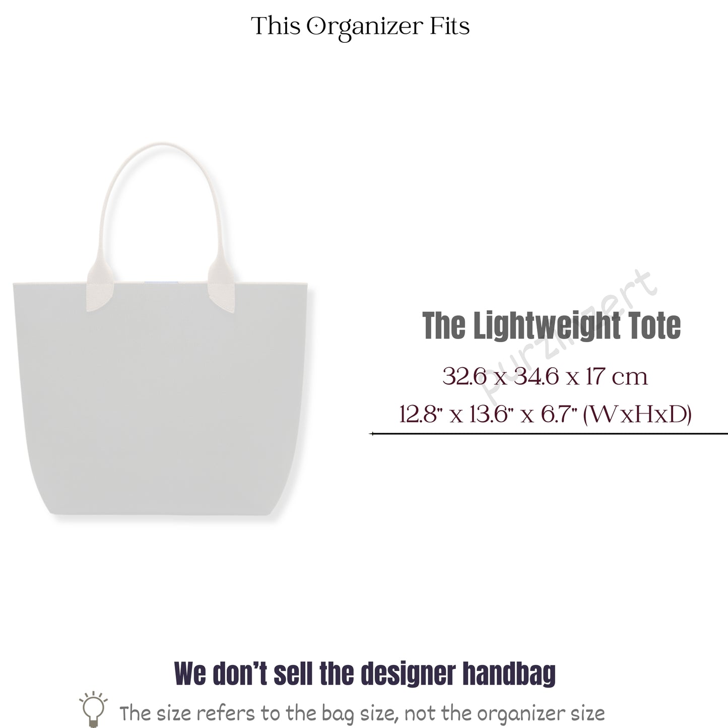 Bag Insert for (Rothys, The Lightweight Tote) Organizer of Felt Fabric