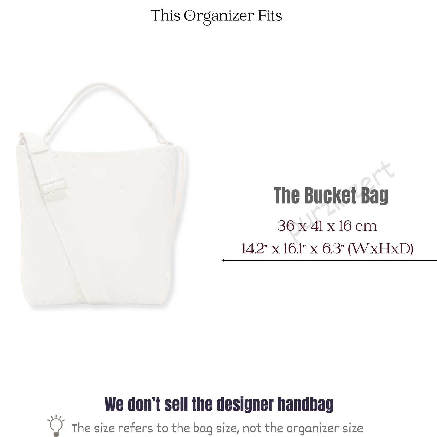 Bag Insert for (Rothys, The Bucket Bag) Organizer of Felt Fabric