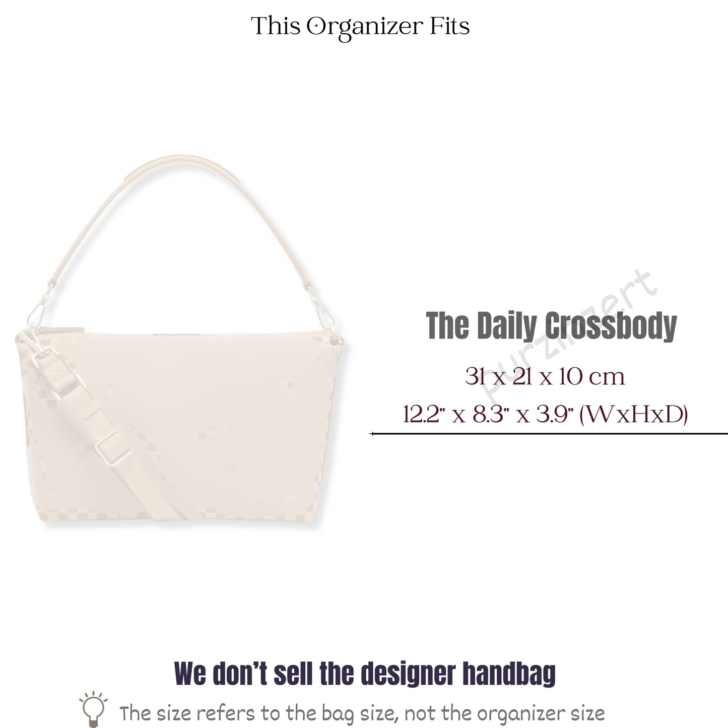 Bag Insert for (Rothys, The Daily Crossbody) Organizer of Felt Fabric
