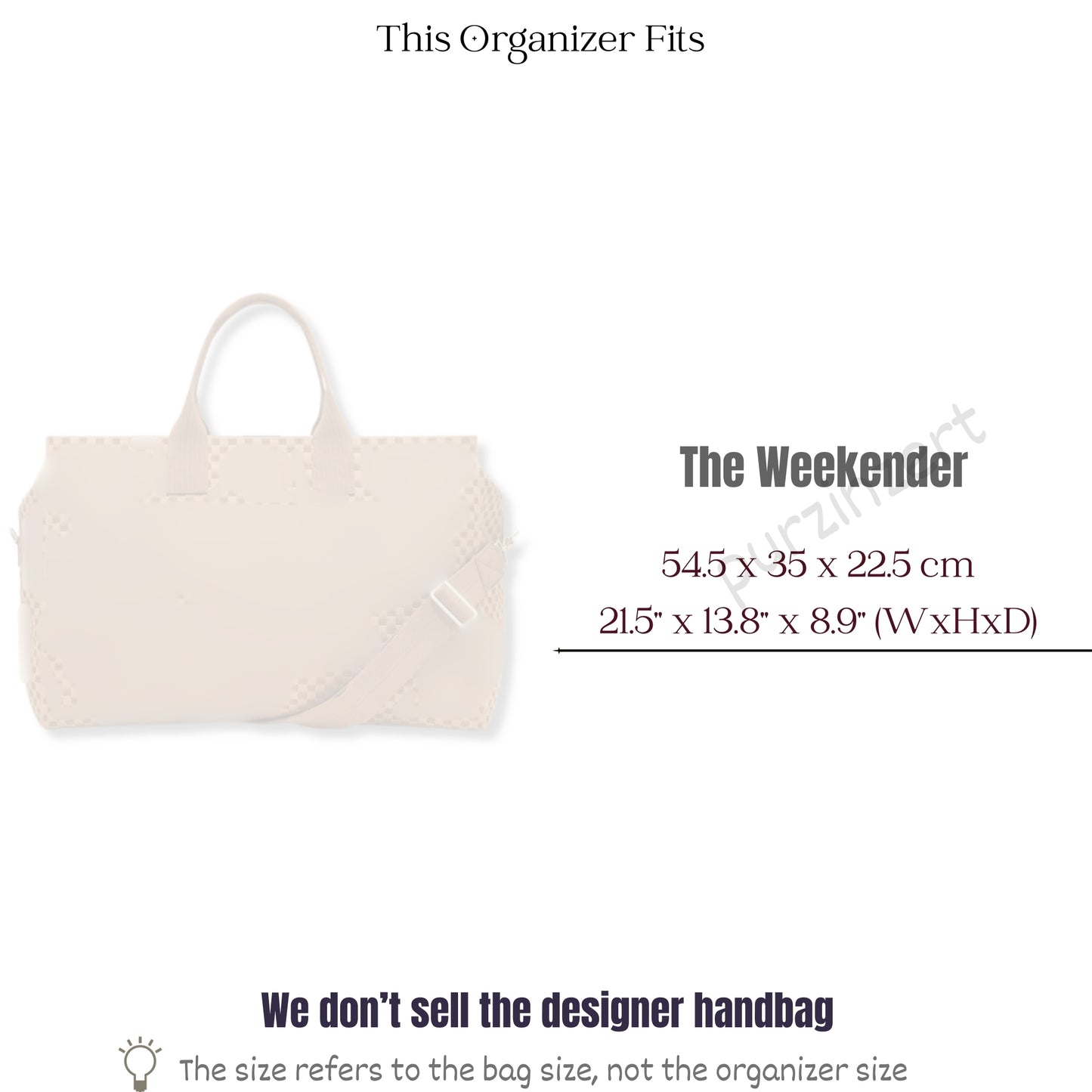 Bag Insert for (Rothys, The Weekender) Organizer of Felt Fabric