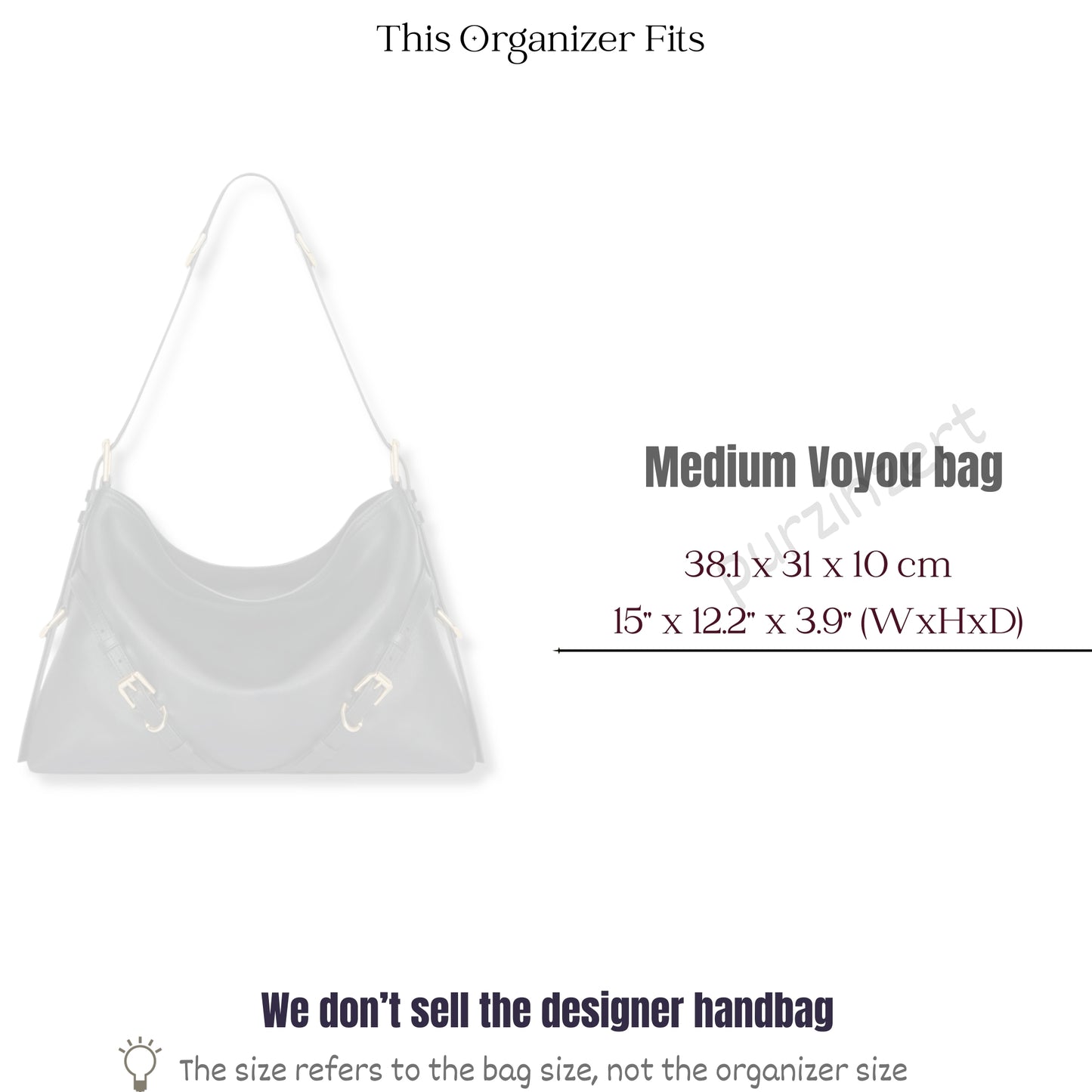 Bag Insert for (Givenchy, Medium Voyou bag in leather) Organizer of Felt Fabric