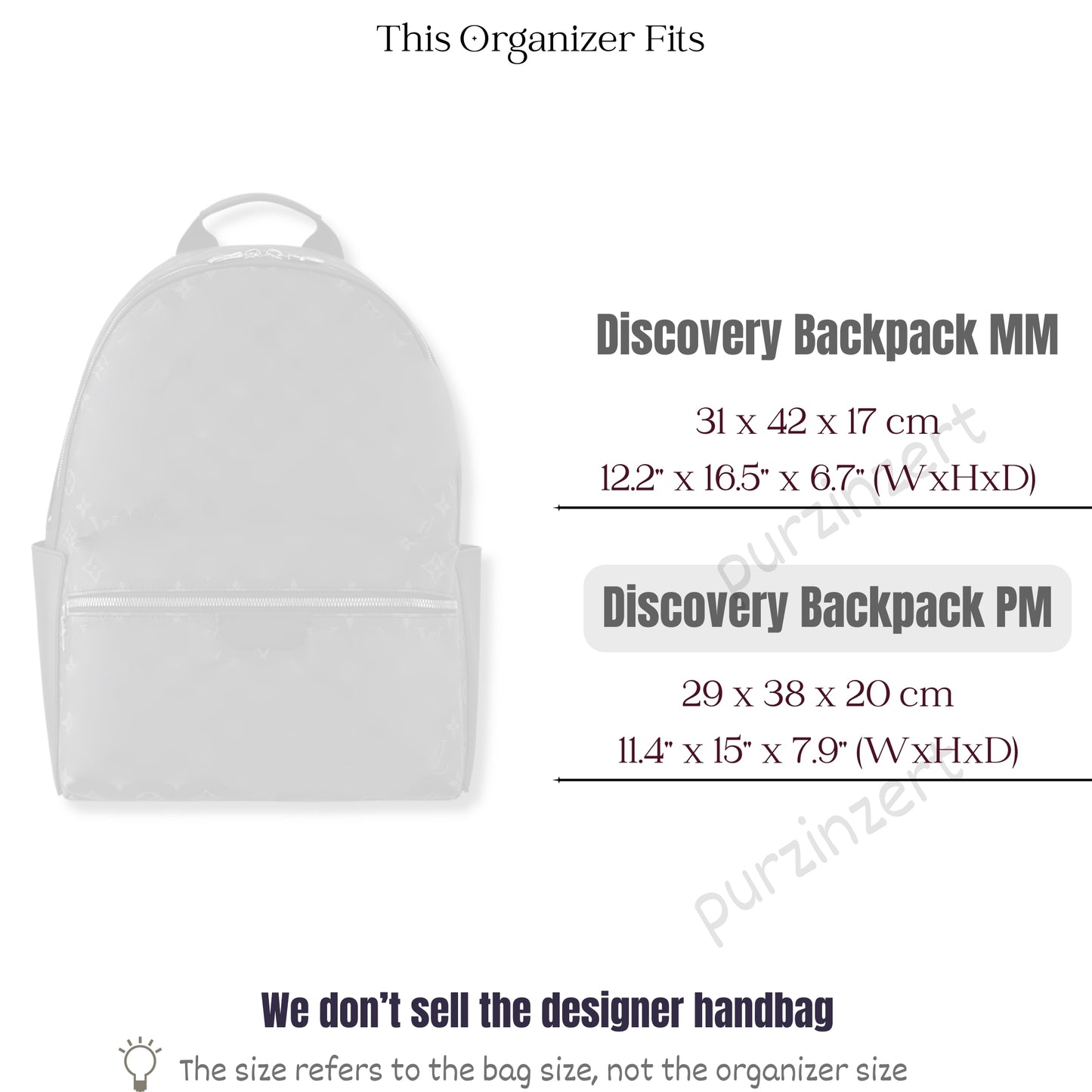 Bag Insert for (LV, Discovery Backpack PM) Organizer of Felt Fabric