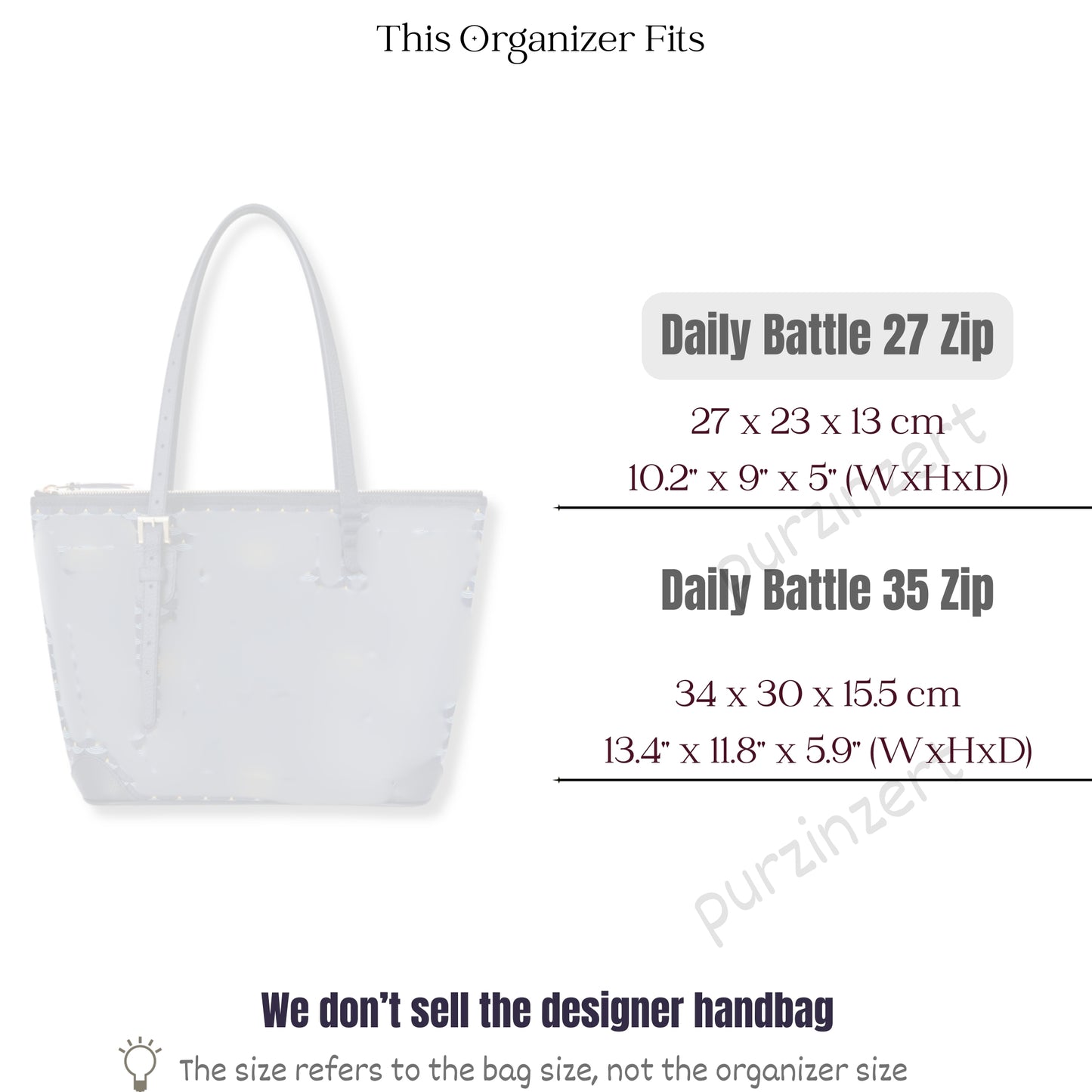 Bag Insert for (, Daily Battle 27 Zip) Organizer of Nylon Fabric