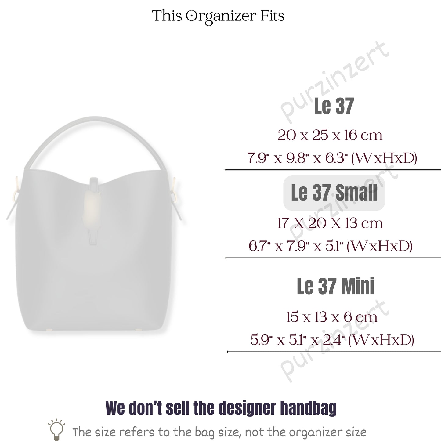 Bag Insert for (Saint Laurent (YSL), LE 37 small in shiny leather) Organizer of Silk Fabric